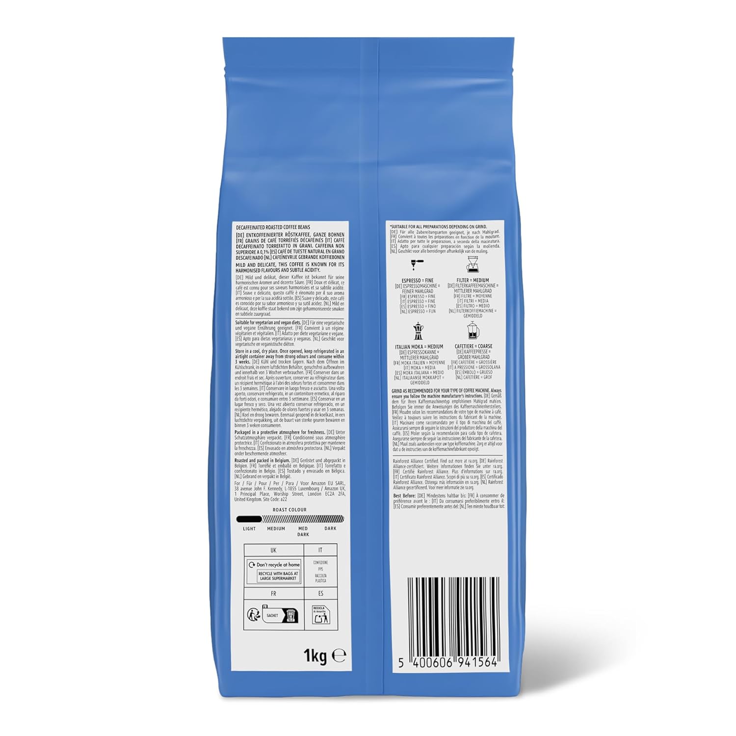 by Amazon House Blend Kaffeebohnen, Mittelgeröstet, 1 kg, Rainforest Alliance Zertifiziert