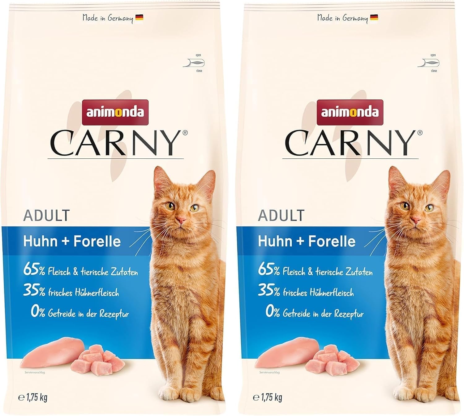 animonda Carny Katzen Trockenfutter Huhn und Rind (1 x 1,75 kg), Trockenfutter für ausgewachsene Katzen ohne Zucker und Getreide, mit frischem Hühnerfleisch und Rinderprotein