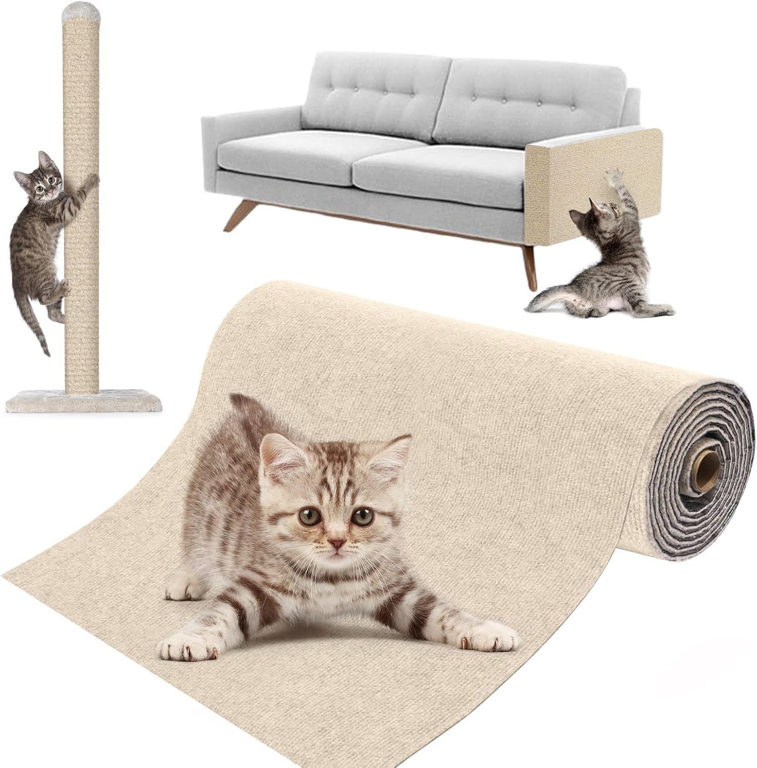 Selbstklebende Kratzschutzmatte für Sofa & Wand, 40x200 cm kratzschutz Sofa Katze - Trimmbarer Schutz gegen Katzenkratzer Couch Schutz von DIY Krallen Katzenteppich