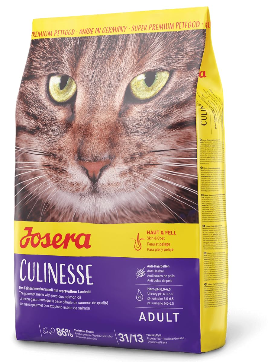 JOSERA Culinesse (1 x 10 kg) | Adult | Premium Trockenfutter für ausgewachsene wählerische Katzen | Lachs & Geflügel | gut verträglich | moderater Fettgehalt | weizenfrei | Katzenfutter | 1er Pack