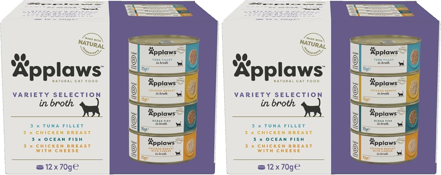 Applaws 100% Natural Thunfischfilet Nassfutter in Brühe für ausgewachsene Katzen - 24 x 70g Dosen