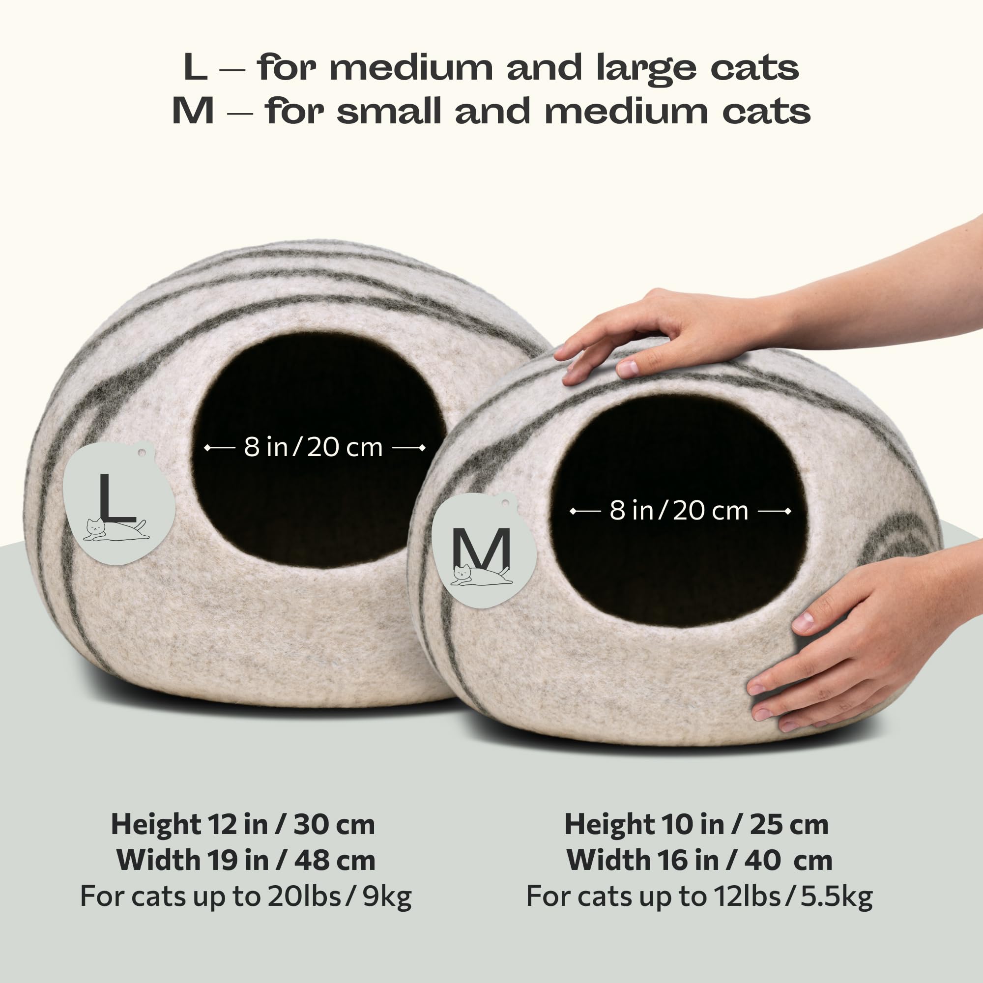 MEOWFIA Katzenbett aus Merinowolle – Handgefilztes, Umweltfreundliches Katzenbett für Katzen & Kätzchen – Weiches Schlafbett, Warm im Winter & Kühl im Sommer, Stilvolles Design