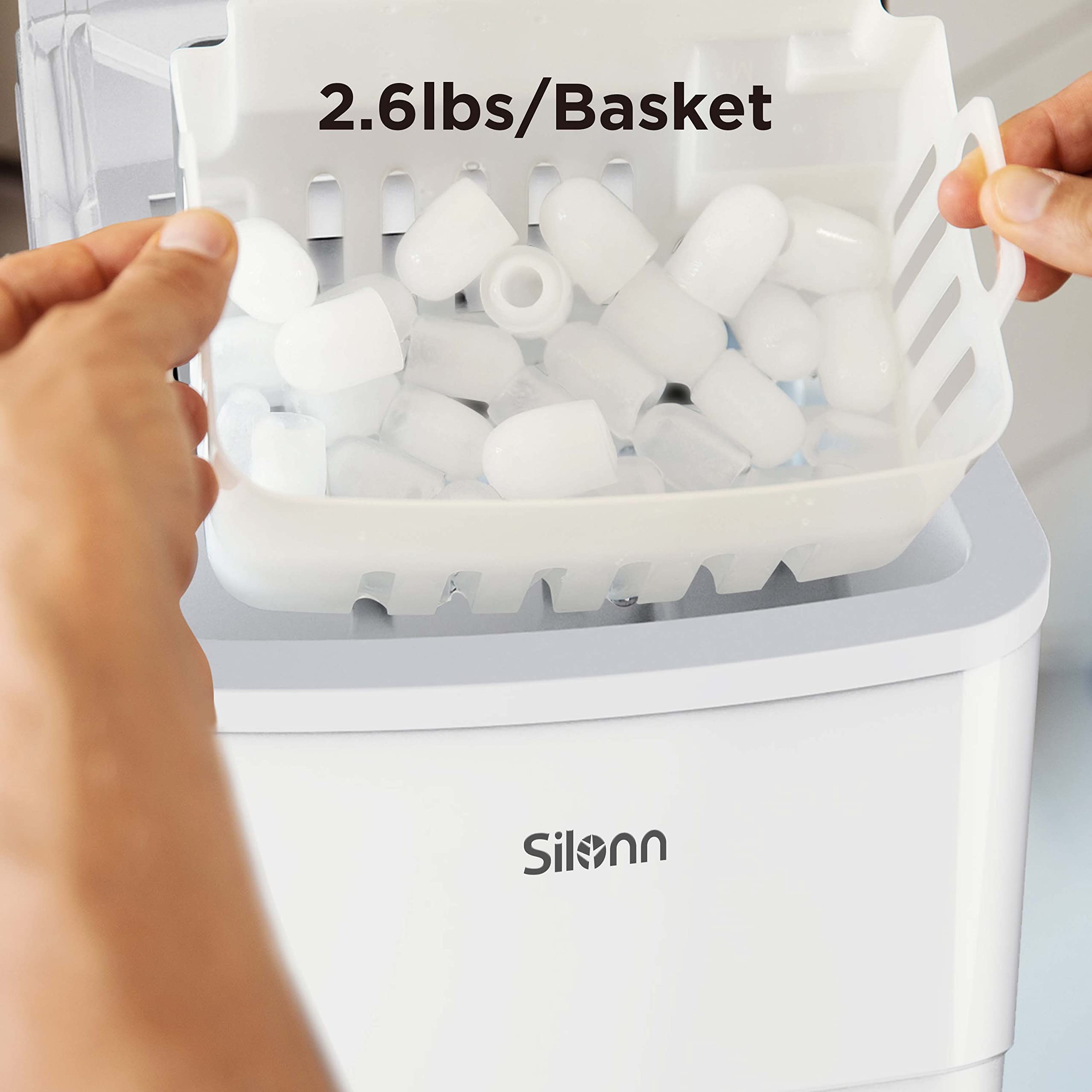 Nugget Ice Maker Countertop, Silonn Chewable Pellet Ice Machine with Self-Cleanin Function, 36lbs/24H Portable Ice Makers for Home Kitchen Officce, Black