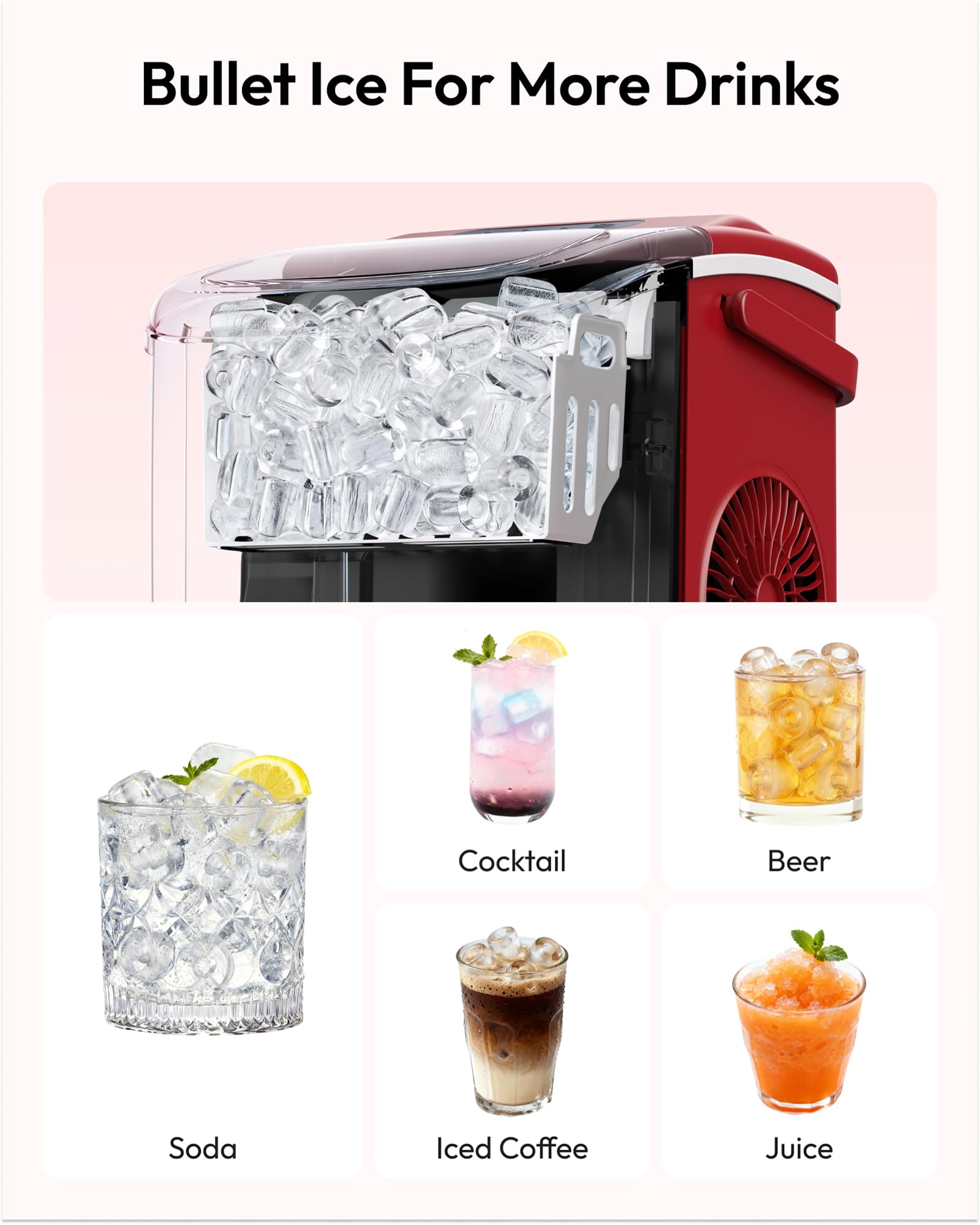 EUHOMY Countertop Ice Maker Machine with Handle, 26lbs in 24Hrs, 9 Ice Cubes Ready in 6 Mins, Auto-Cleaning Portable Ice Maker with Basket and Scoop, for Home/Kitchen/Camping/RV. (Black)
