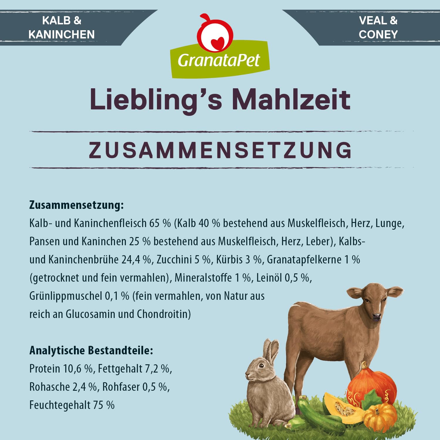 GranataPet Liebling's Mahlzeit Multipack 2, Nassfutter für Hunde im Probierpaket, Alleinfuttermittel ohne Getreide, Hundefutter mit hohem Fleischanteil & hochwertigen Ölen, 6 x 800 g