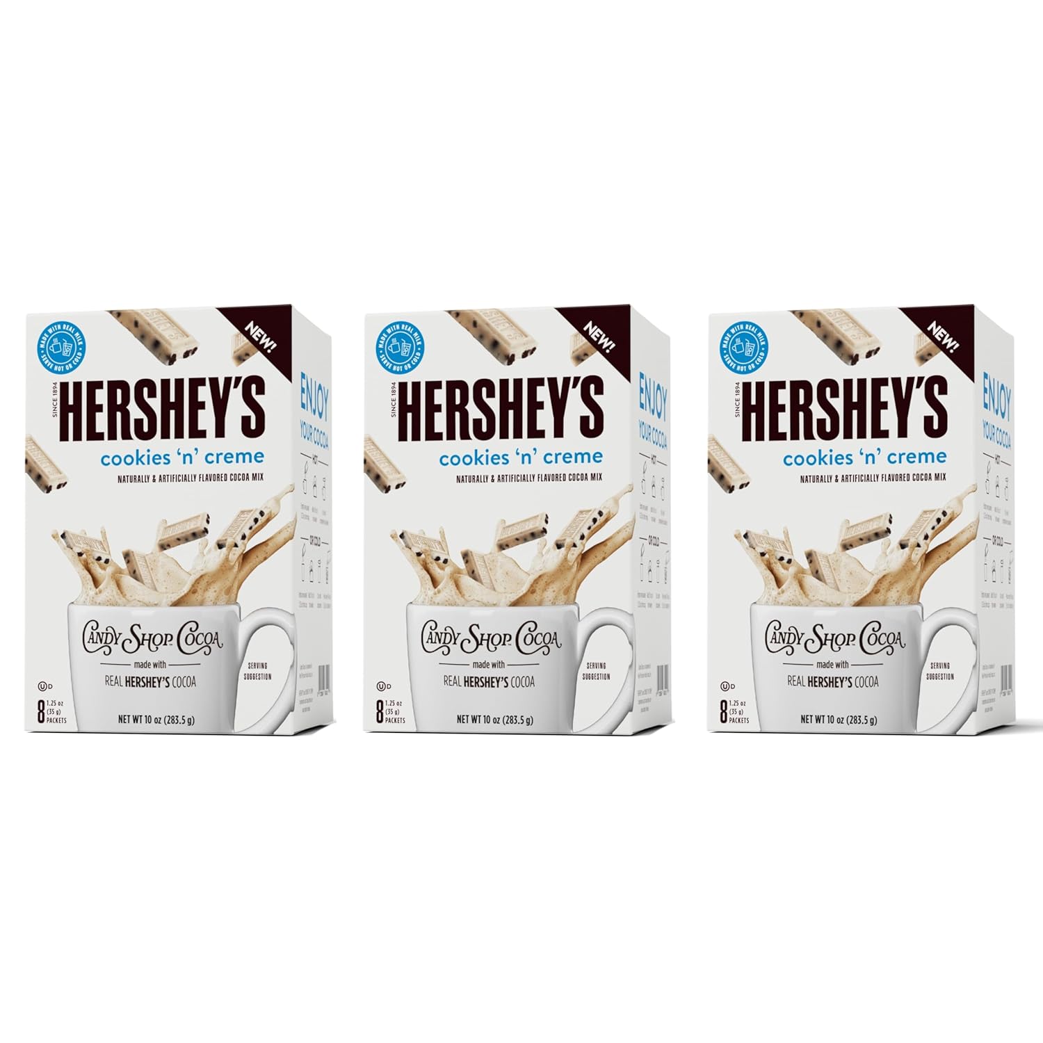 Candy Shop Cocoa HERSHEY'S Milk Chocolate Cocoa Mix, Hot Chocolate, Make Hot or Iced Cocoa, Made With Real Milk, Gluten Free, 1.25 oz packet (24 count)