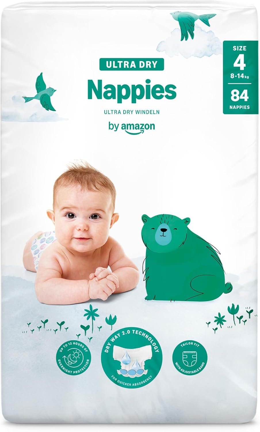 By Amazon Ultra Dry Windeln Größe 5 (10-16 kg) - MONATSBOX, Weiß, 152 Stück (2 Packungen mit 76) (Früher Unter Der Marke Mama Bear, Identisches Produkt)