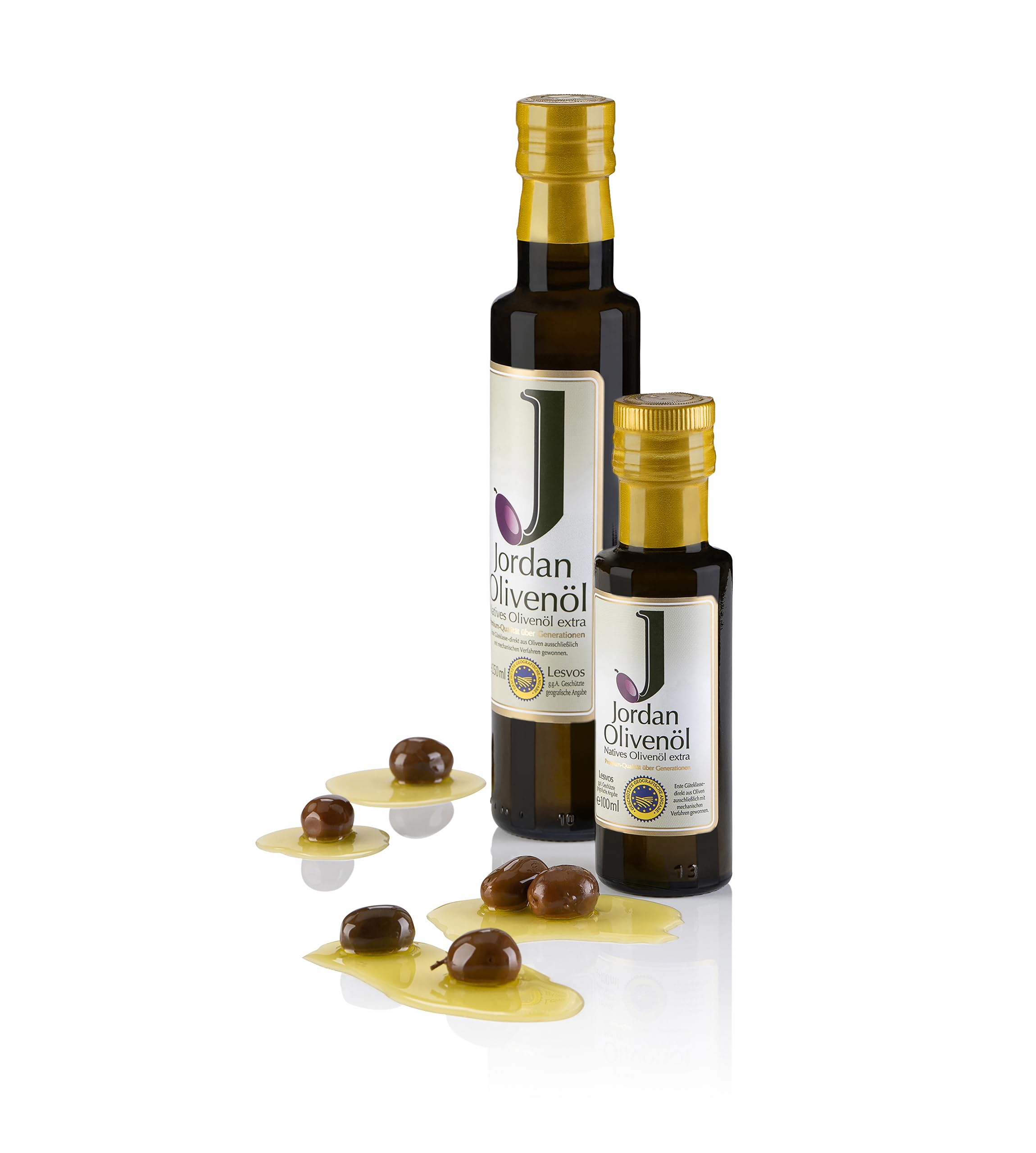 Jordan Olivenöl – Natives Olivenöl Extra - Flasche - 750 Milliliter - Öl kaltgepresst - griechische Oliven von Lesbos aus Jordans Olivenhainen - Ölflasche mit integriertem Ausgiesser & Tropfschutz