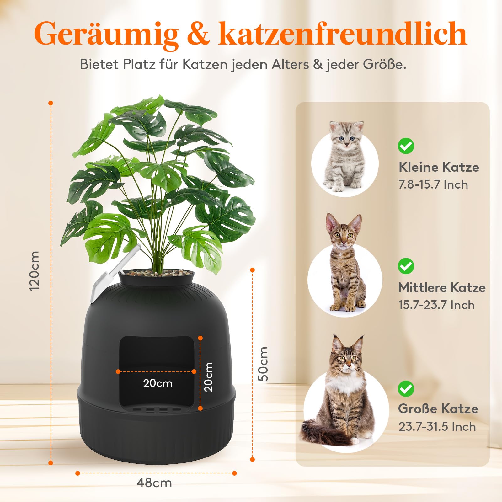 Lifewit Katzenklo Blumentopf mit Pflanze & Schaufel, Katzenklo Versteckt, Katzentoilette XXL mit Geruchskontrolle & Kohlefilter, Wohnzimmer, Schlafzimmer, Ecke, Weiß