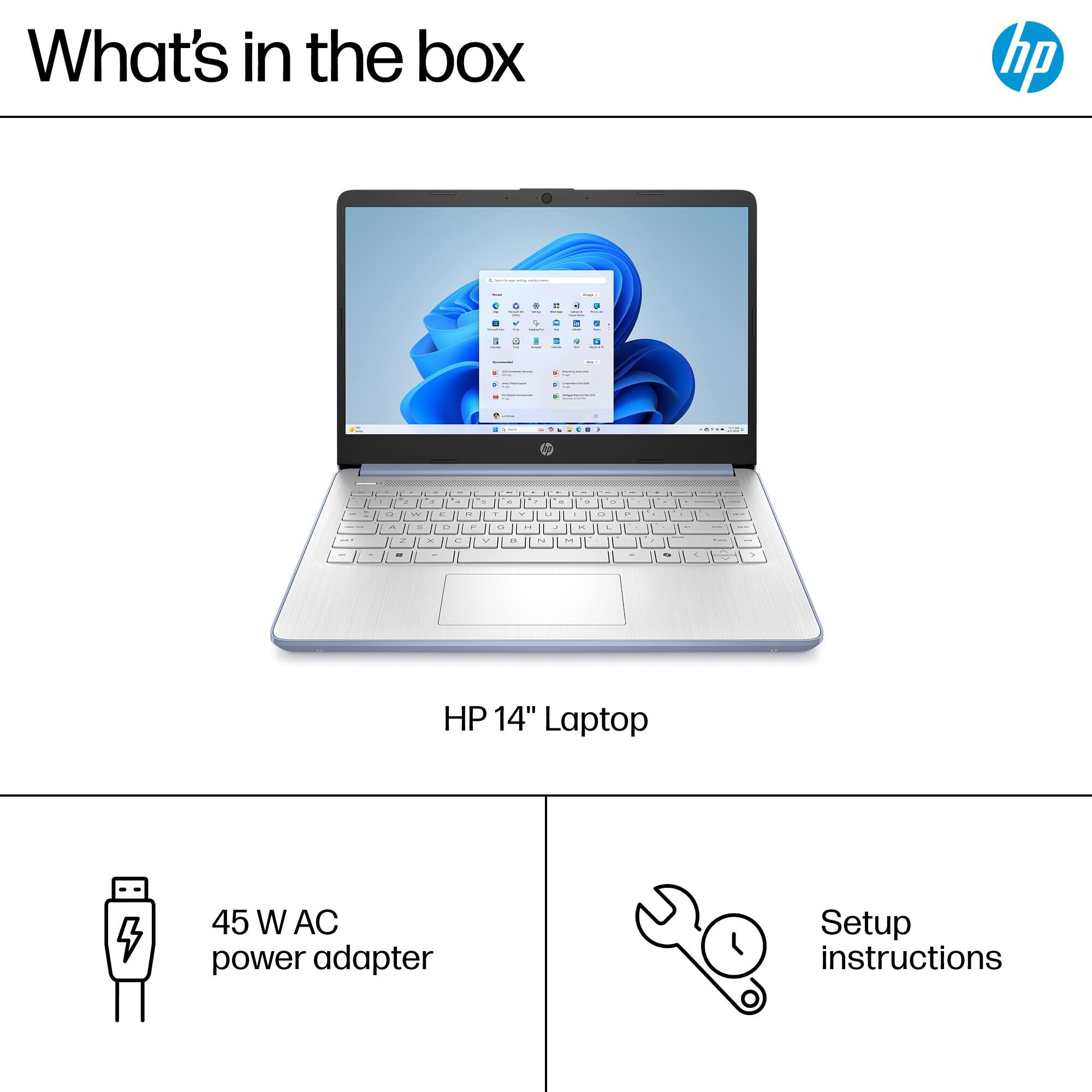 HP Laptop Computer for Students, 2026 Edition AI PC, 1 Year Office 365, Intel Processor, 16GB RAM, 128GB UFS, Long Battery Life, Webcam, WiFi 6, Type-c HUB Included, Windows 11 Home S, Sky Blue