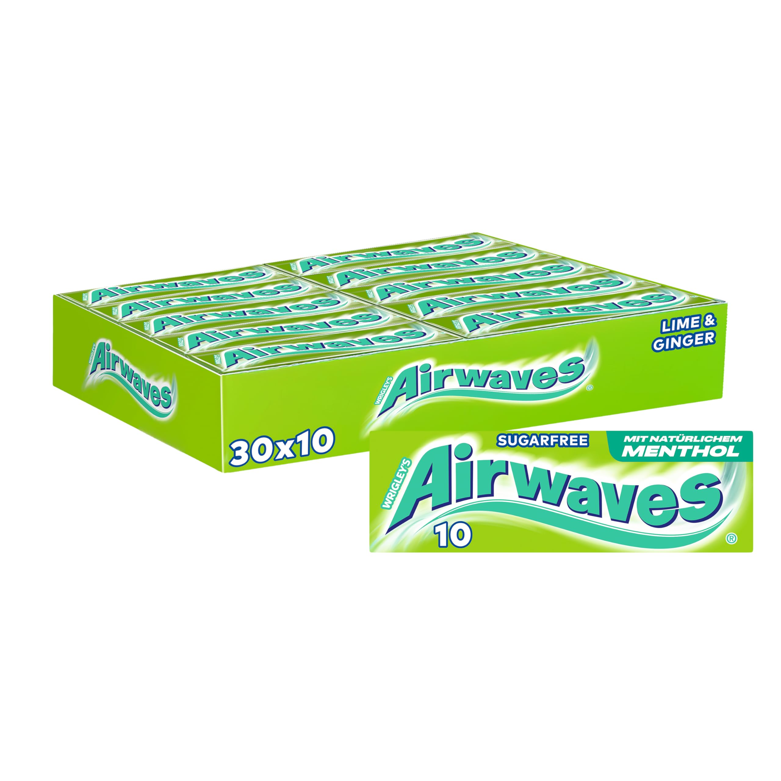 Airwaves Kaugummi Zuckerfrei, Strong, 30 x 10 Dragees, Großpackung Chewing Gum, Mit Natürlichem Menthol, Kaugummi ohne Zucker mit Minz Frische (300 Dragees)