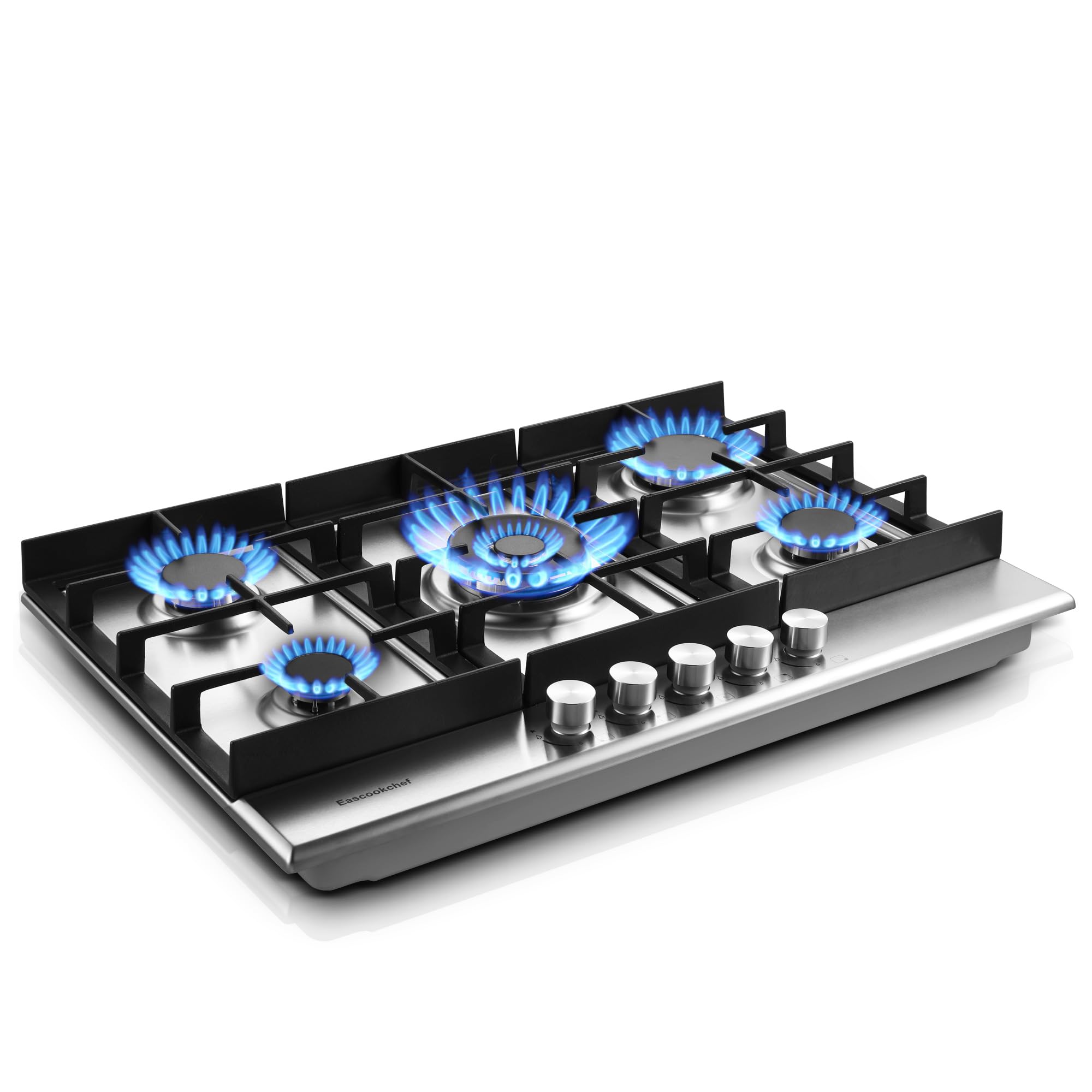 Eascookchef 30 inch Gas Cooktop, Gas Stove Top with 5 High Efficiency Burners, Bulit-in Stainless Steel Propane Cooktop for Kitchen, NG/LPG Convertible Stovetop, Thermocouple Protection