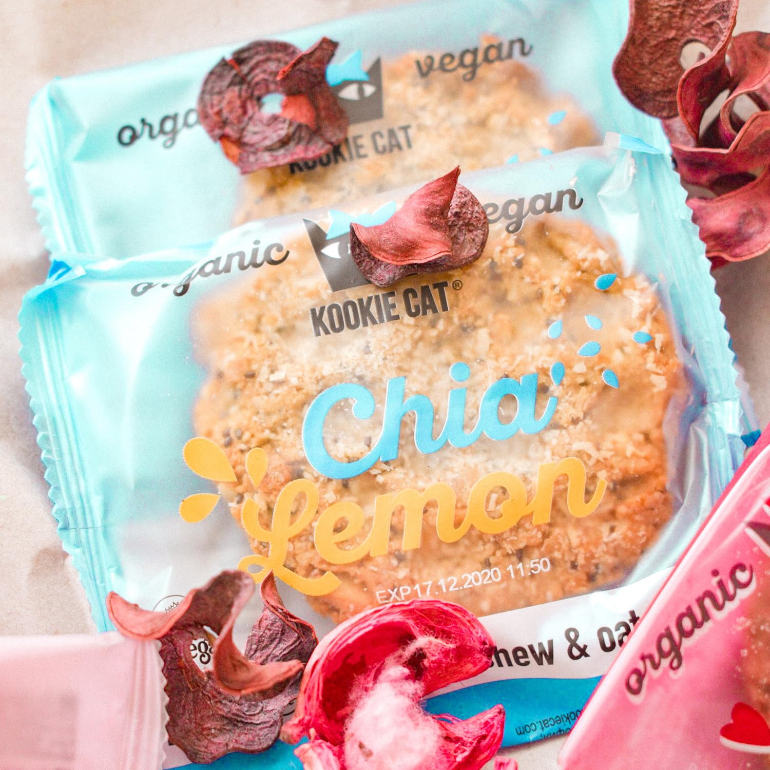 Kookie Cat Vanille Schokochip - Vegane Cookies Einzeln Verpackt, Glutenfrei, Sojafrei, Bio, Cashew & Hafer - 12 X 50g Multipack