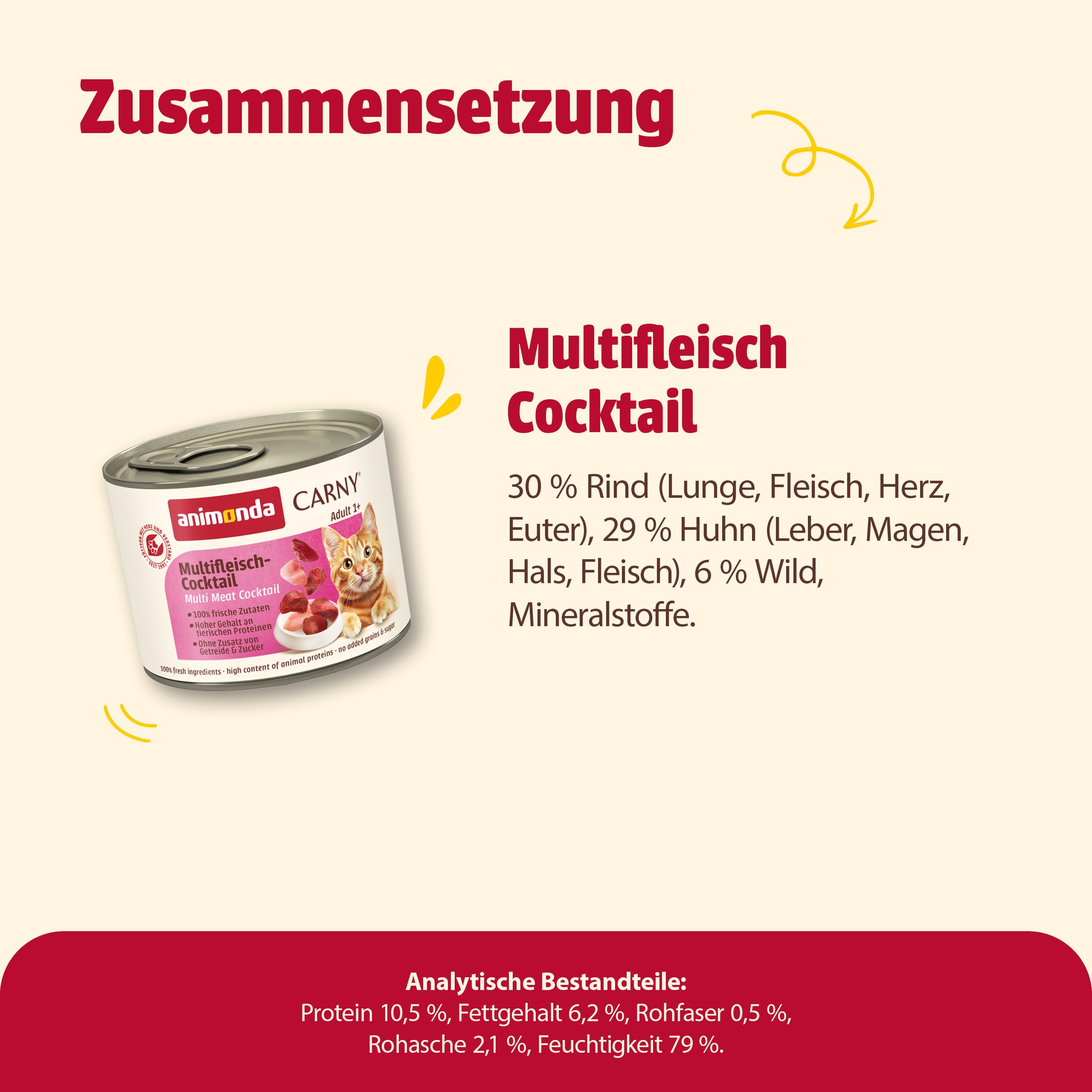 animonda Carny Adult Huhn + Lachs (6 x 400 g), Katzennassfutter für ausgewachsene Katzen, Nassfutter mit 100 % frischen, fleischlichen Zutaten, Katzenfutter ohne Getreide und Zucker
