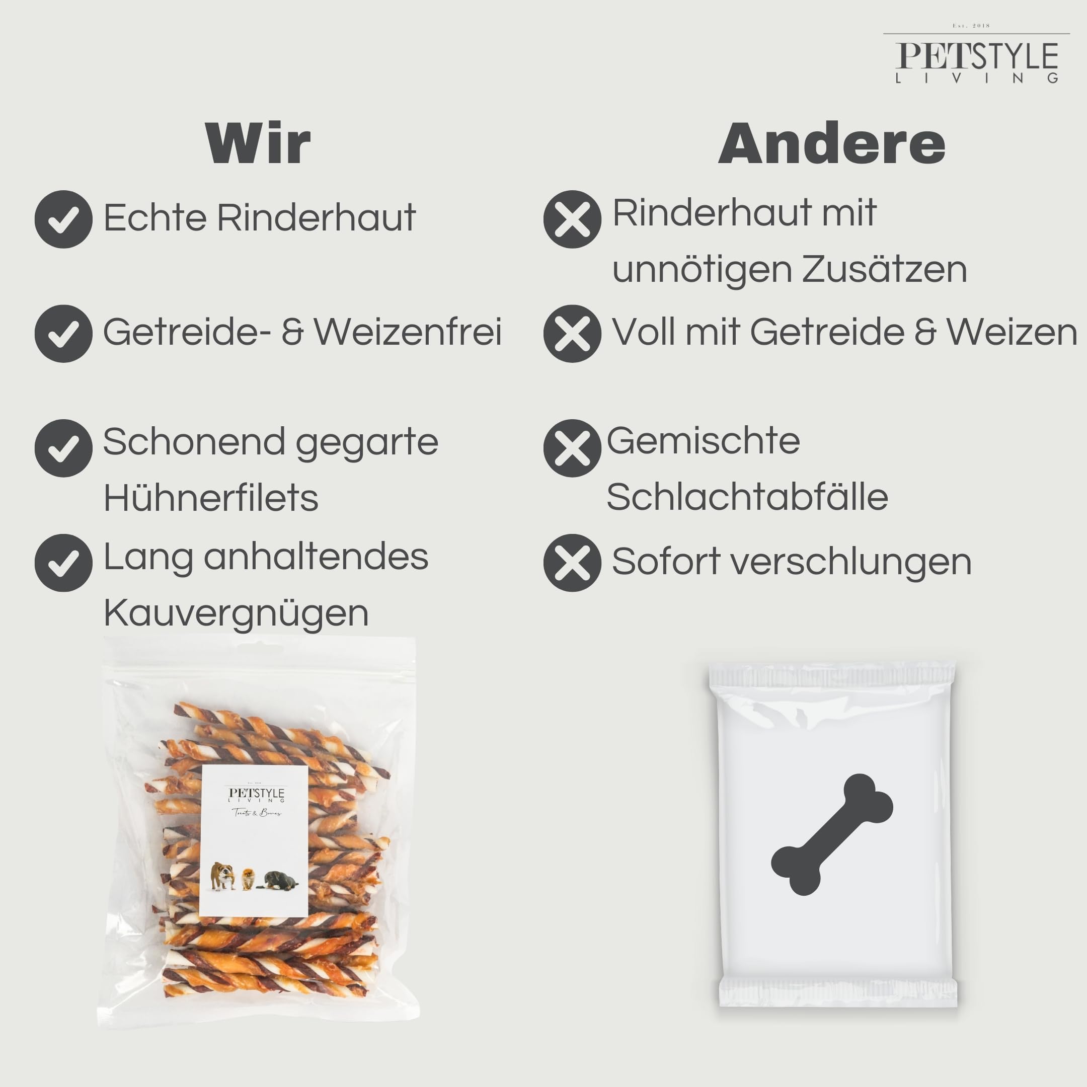Kaustange mit Huhn - Hundesnack - 12,5cm - 100 Stück