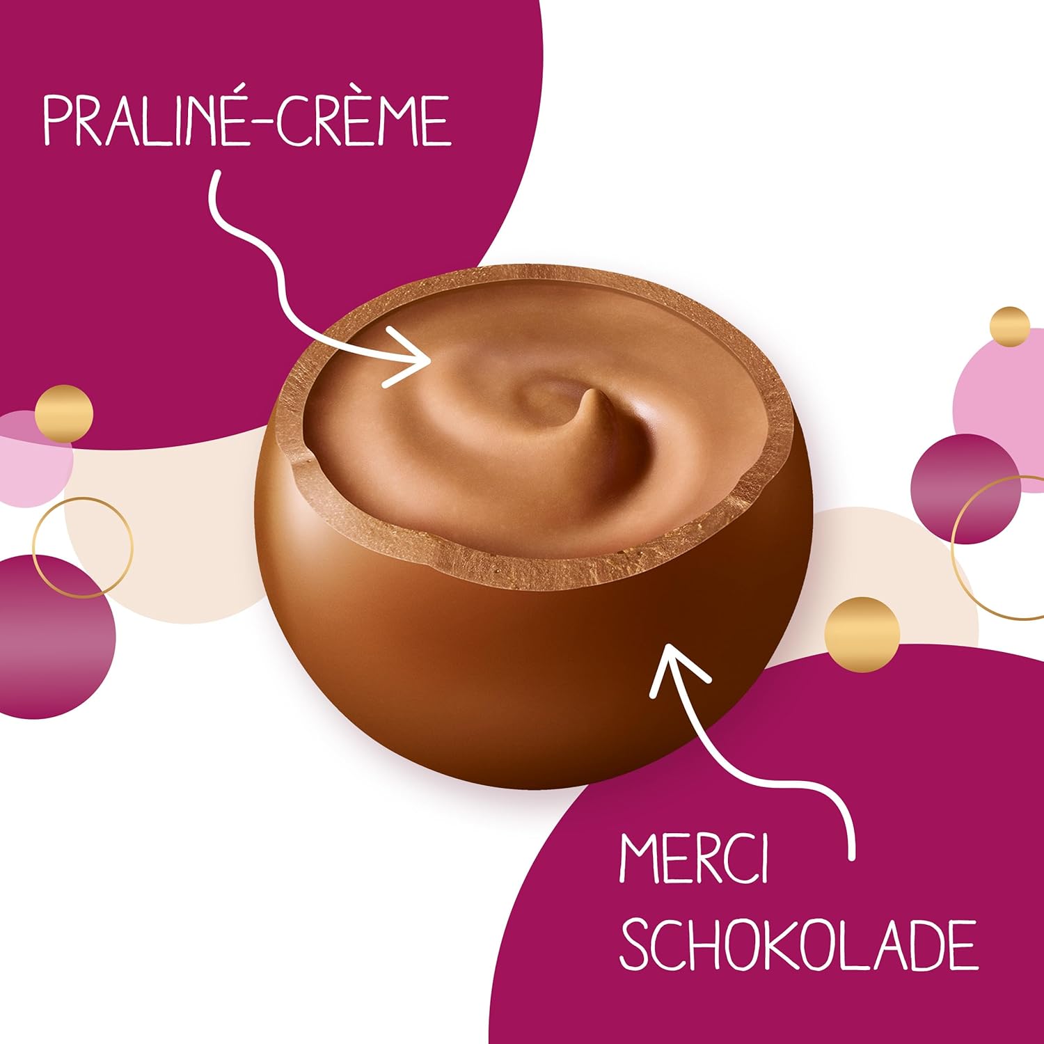 merci lovelies Classic – 1 x 185 g – Pralinen-Schachtel mit 5 gefüllten Schokoladen-Spezialitäten – Schokokugeln zum Teilen & Verschenken