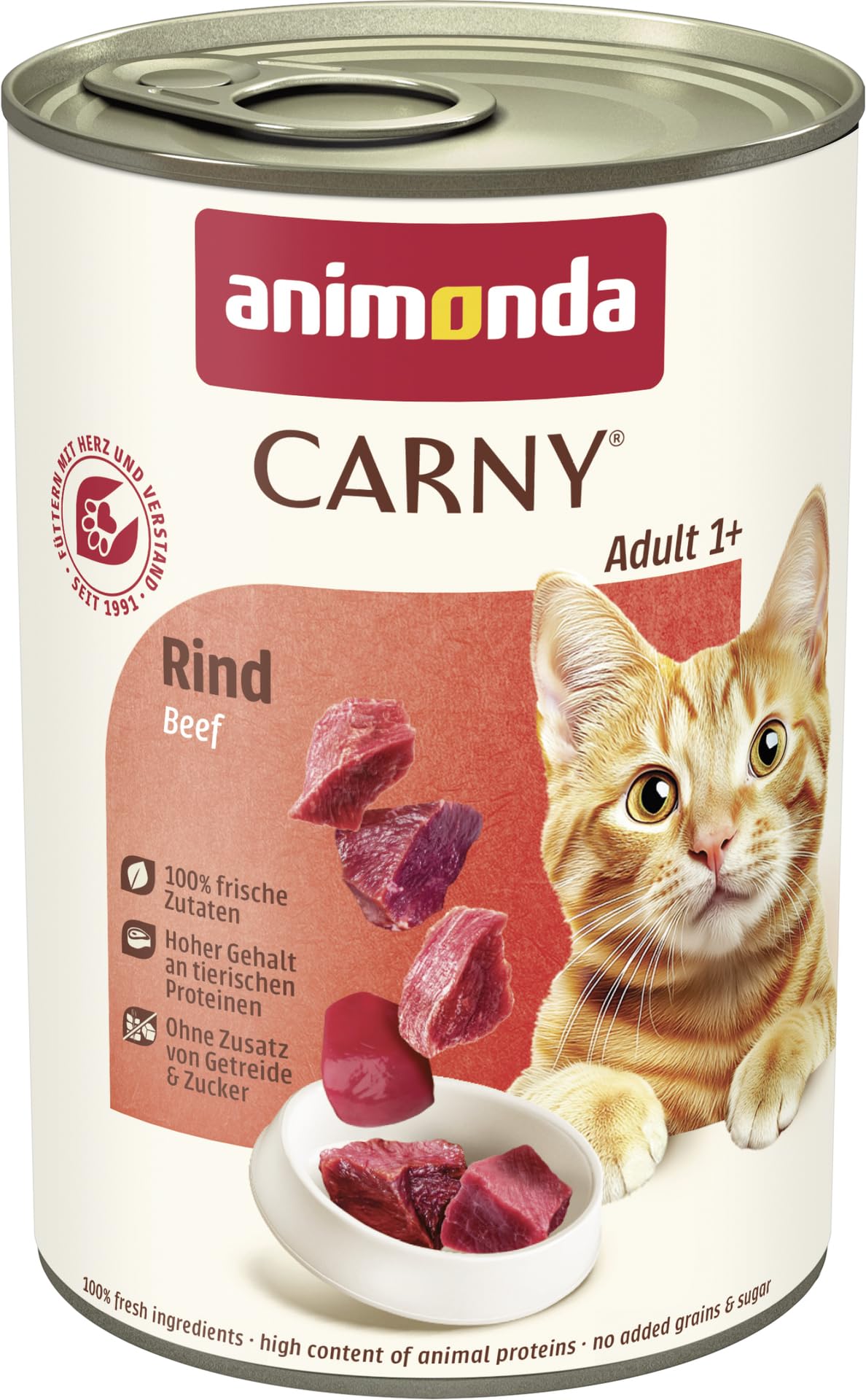 animonda Carny Adult Huhn + Lachs (6 x 400 g), Katzennassfutter für ausgewachsene Katzen, Nassfutter mit 100 % frischen, fleischlichen Zutaten, Katzenfutter ohne Getreide und Zucker