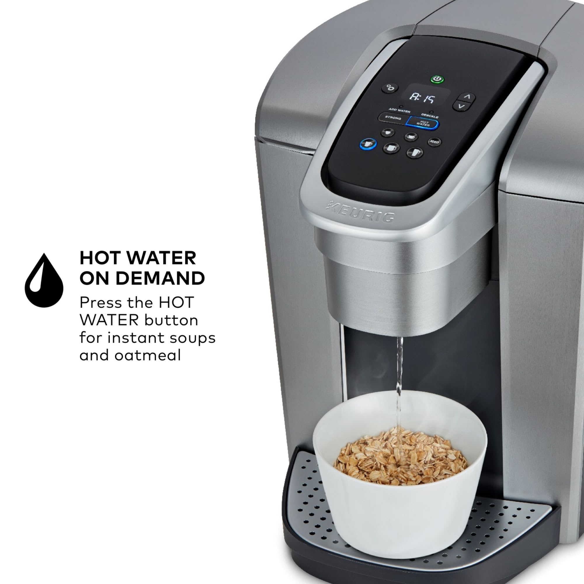 Keurig K-Elite Single Serve K-Cup Pod Coffee Maker, with Strength and Temperature Control, Iced Coffee Capability, 8 to 12oz Brew Size, Programmable, Brushed Slate