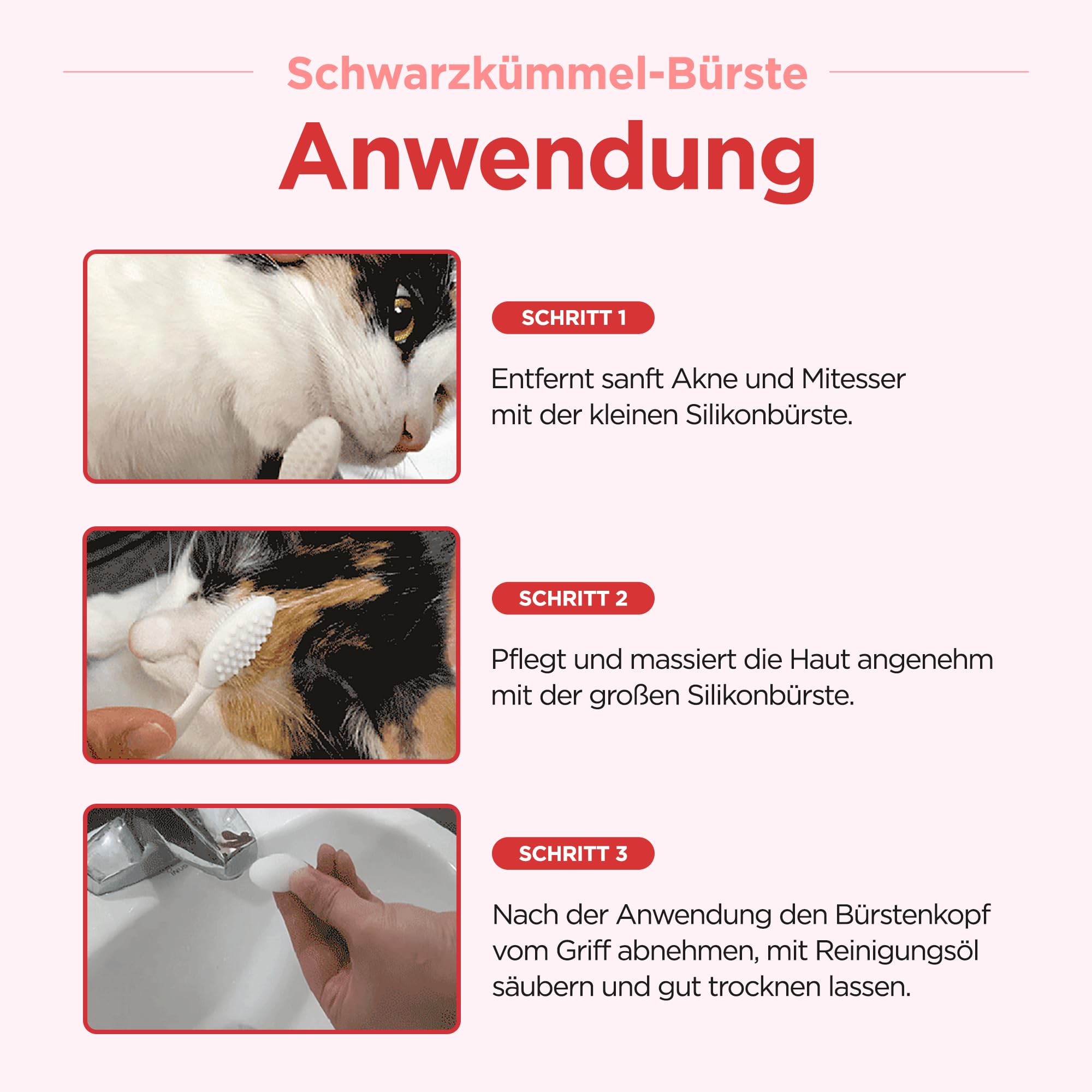 JAYU PET Schwarzkümmel-Reiniger - Kinnakne-Behandlung für Katzen, ungiftiger hypoallergener Reiniger, entfernt Mitesser am Katzenkinn und verbessert die Hautgesundheit (125 ml)