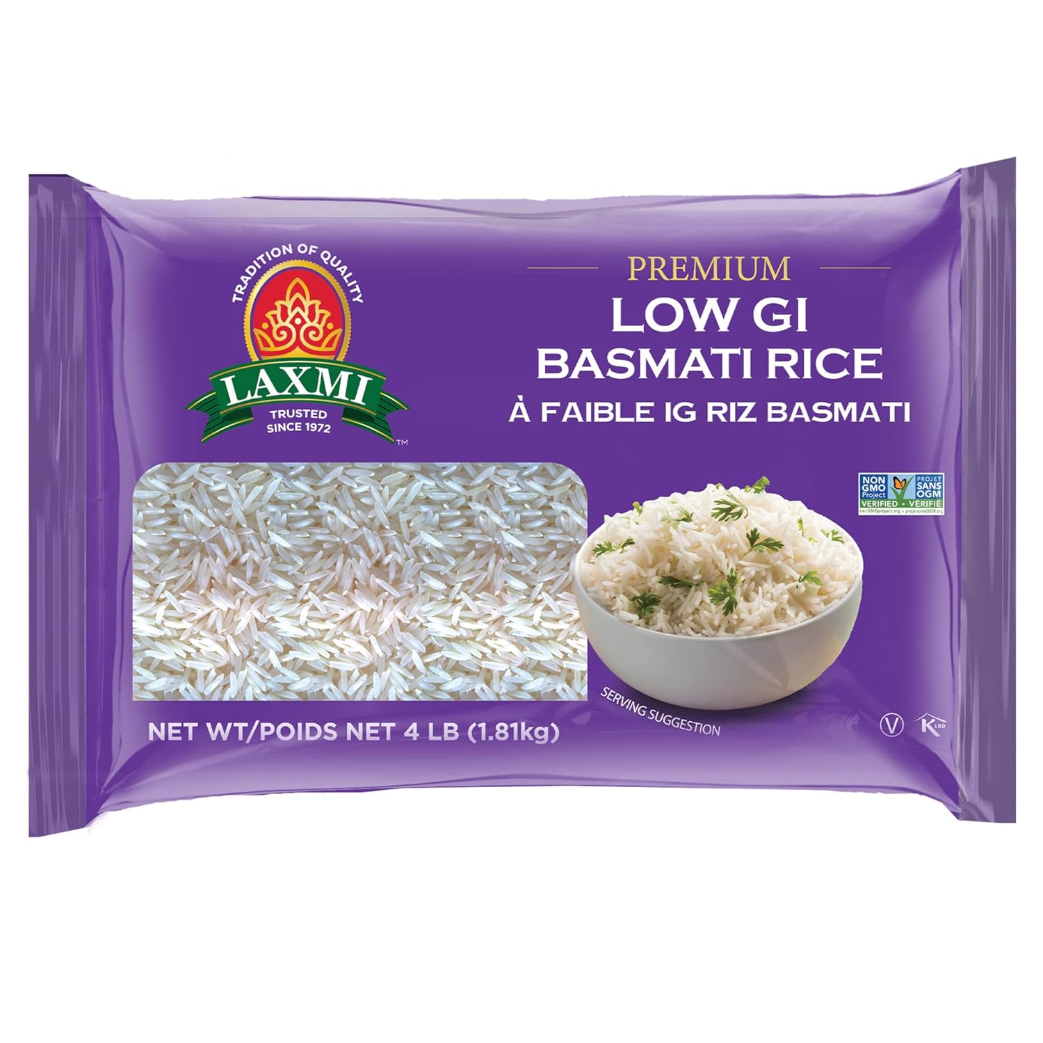 Laxmi Diabetic Friendly Basmati Rice with Lower G.I. Index Value - 10lb
