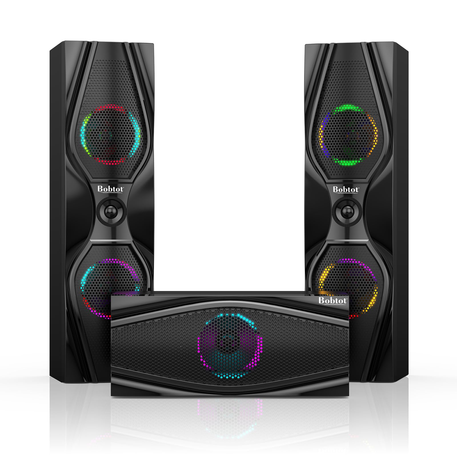 Bobtot Home Theater Systems Surround Sound Speakers - 1200 Watts 10 inch Subwoofer 5.1/2.1 Channel Audio Stereo System with ARC Optical Bluetooth Input for 4K TV Ultra HD AV DVD FM Radio USB