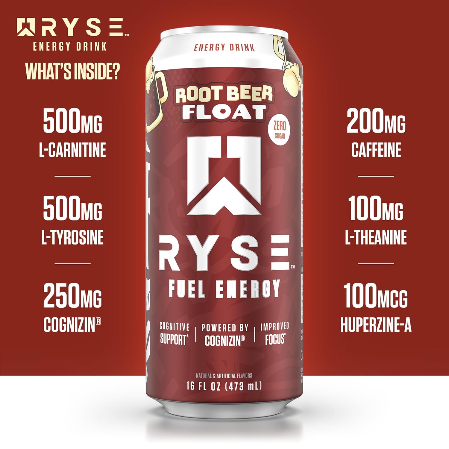 RYSE Fuel Energy Drink - Variety Pack - Sugar Free, Gluten Free & Vegan - 200mg Natural Caffeine, Taurine & Choline for Focus & Energy - No Artificial Colors - 16 fl oz Cans (12-Pack)