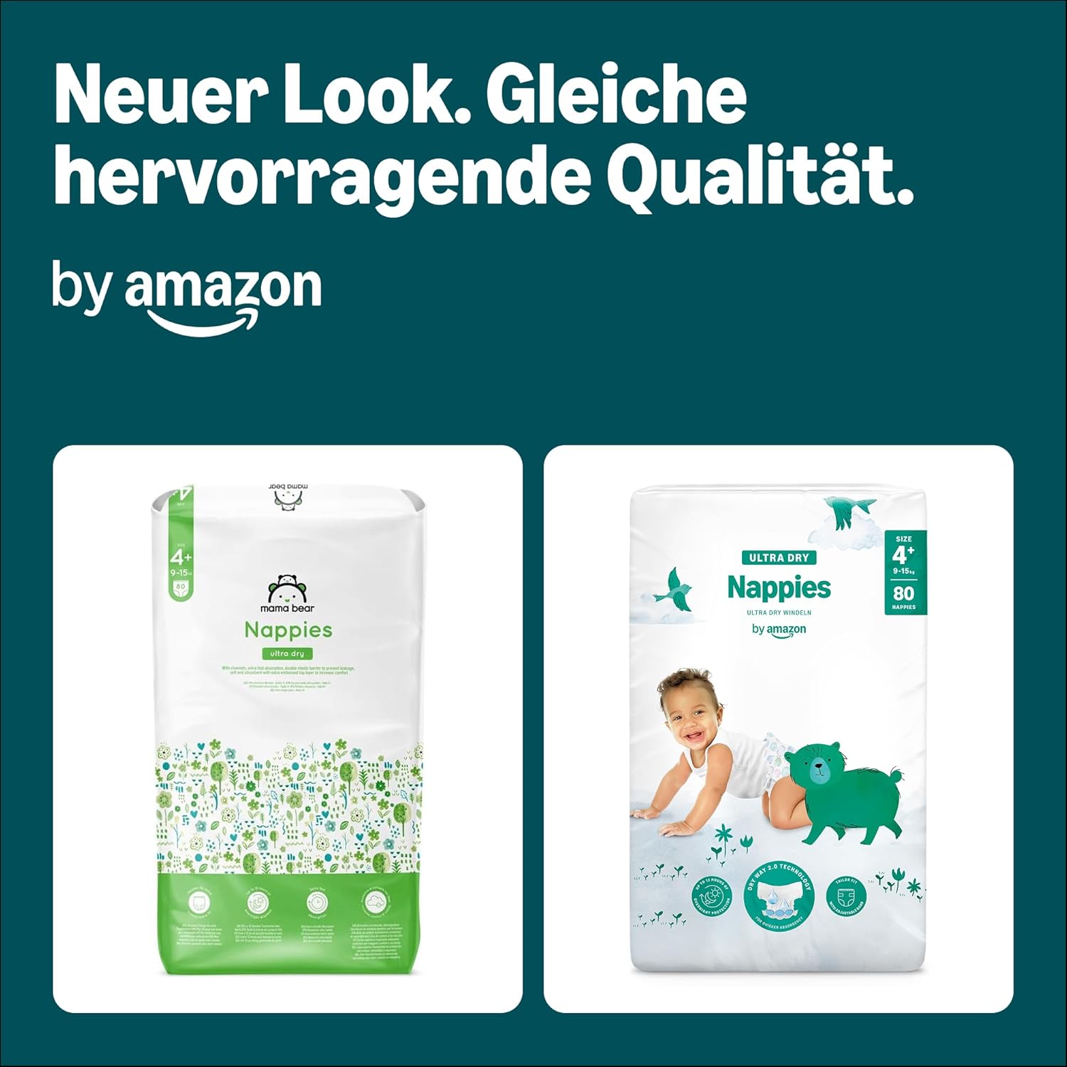 By Amazon Ultra Dry Windeln Größe 5 (10-16 kg) - MONATSBOX, Weiß, 152 Stück (2 Packungen mit 76) (Früher Unter Der Marke Mama Bear, Identisches Produkt)