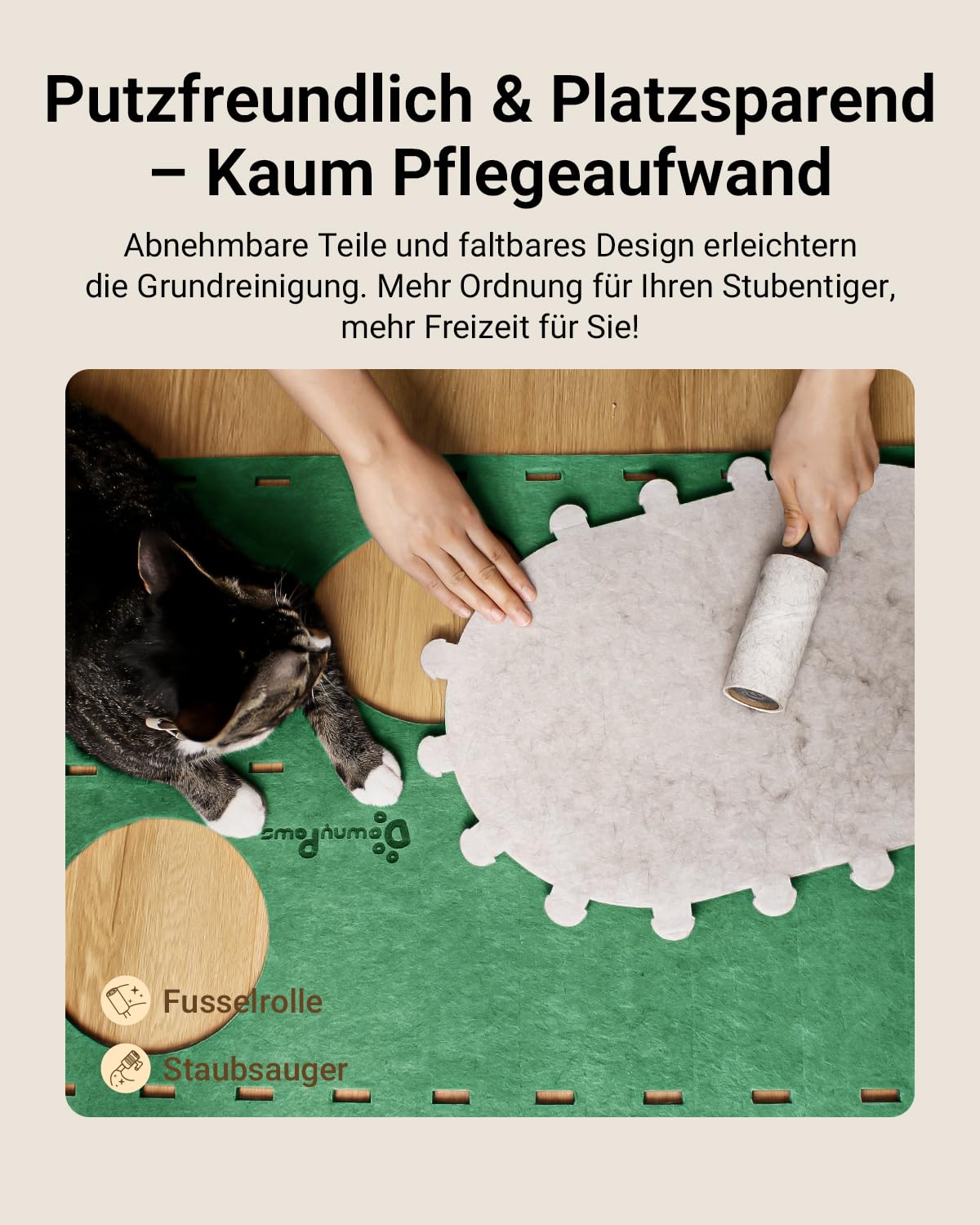 Katzenhöhle Filz, Katzenhaus aus Filz, Katzenbett, Katzenhöhle für Katzen, 58 x 33 x 30cm, Peek-a-Boo zum Spielen, Winterfest, Schutz der Katzennägel, Beige