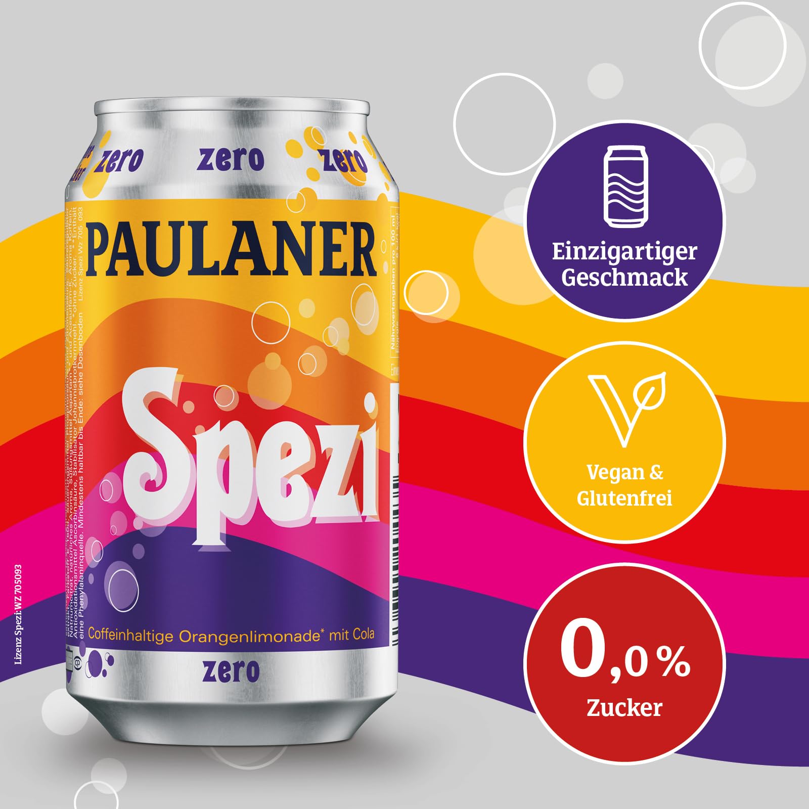 Paulaner Spezi Zero • Erfrischungsgetränk mit Cola & Orange ohne Zucker • EINWEG (24x0,5l)