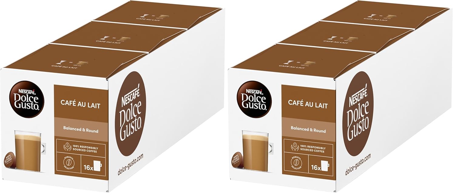 Nescafé Dolce Gusto Café au Lait Kaffeekapseln, Medium Roast, 3er Vorratspack (3 x 30 Kapseln)