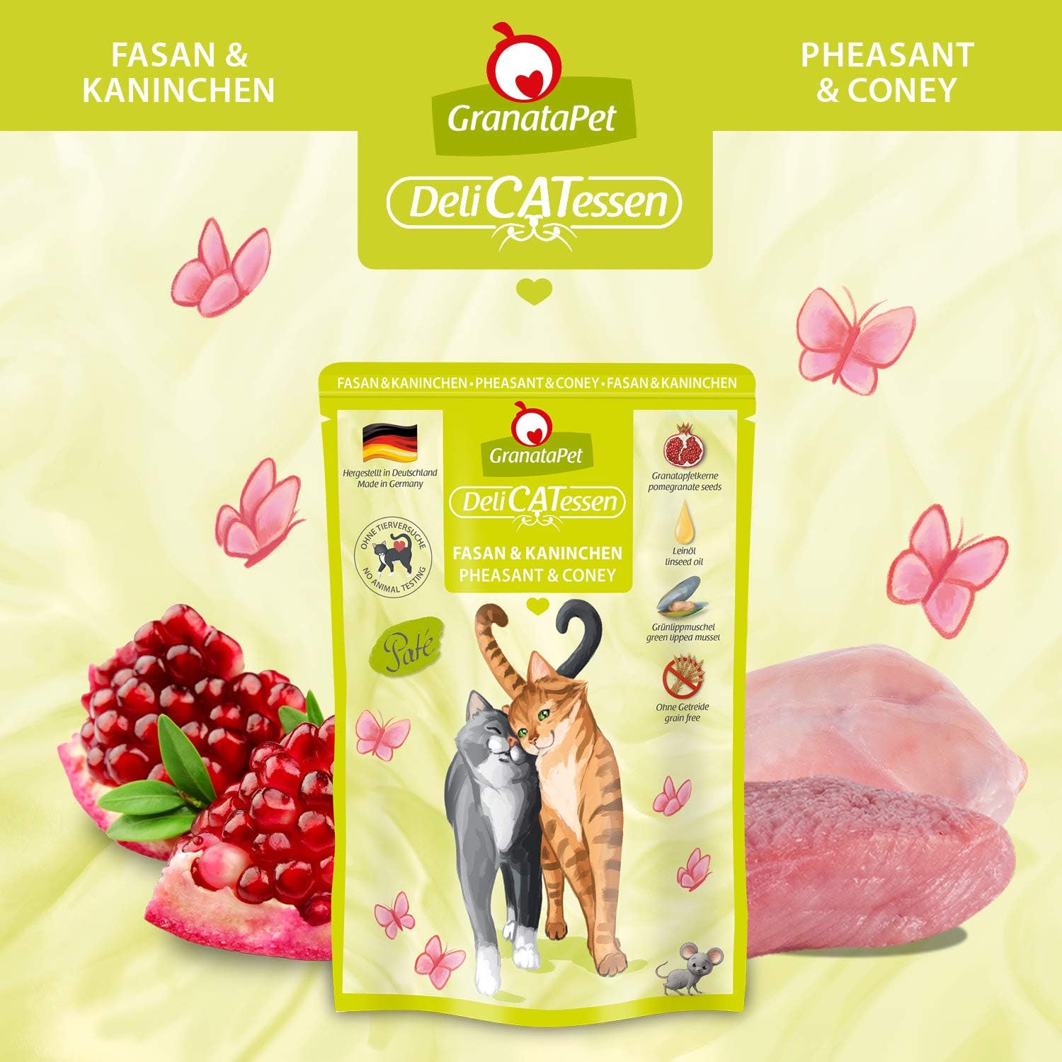 GranataPet DeliCatessen Huhn PUR, Nassfutter für Katzen, Futter ohne Getreide & ohne Zuckerzusätze, Katzenfutter mit hohem Fleischanteil & hochwertigen Ölen, 6 x 400 g