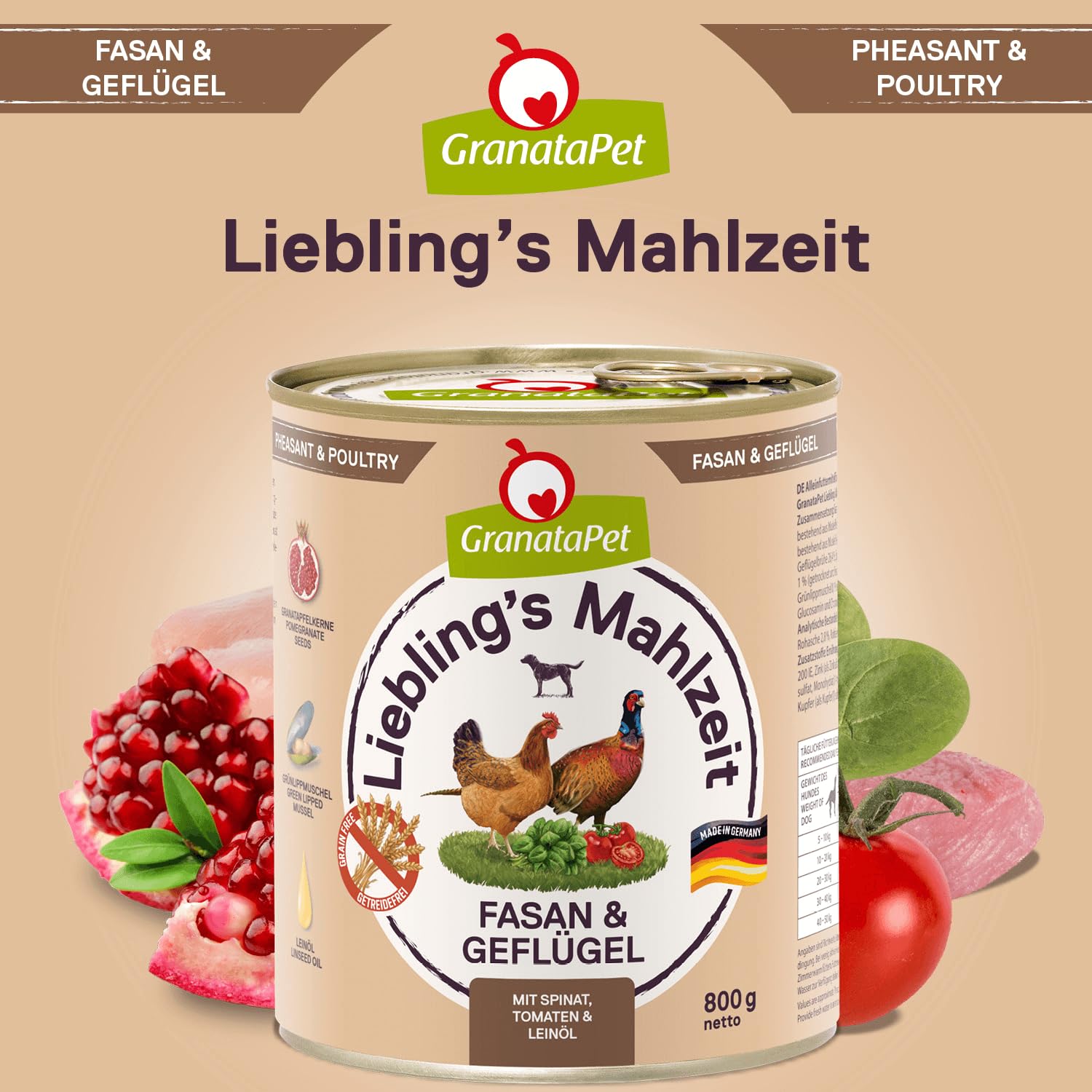 GranataPet Liebling's Mahlzeit Multipack 2, Nassfutter für Hunde im Probierpaket, Alleinfuttermittel ohne Getreide, Hundefutter mit hohem Fleischanteil & hochwertigen Ölen, 6 x 800 g