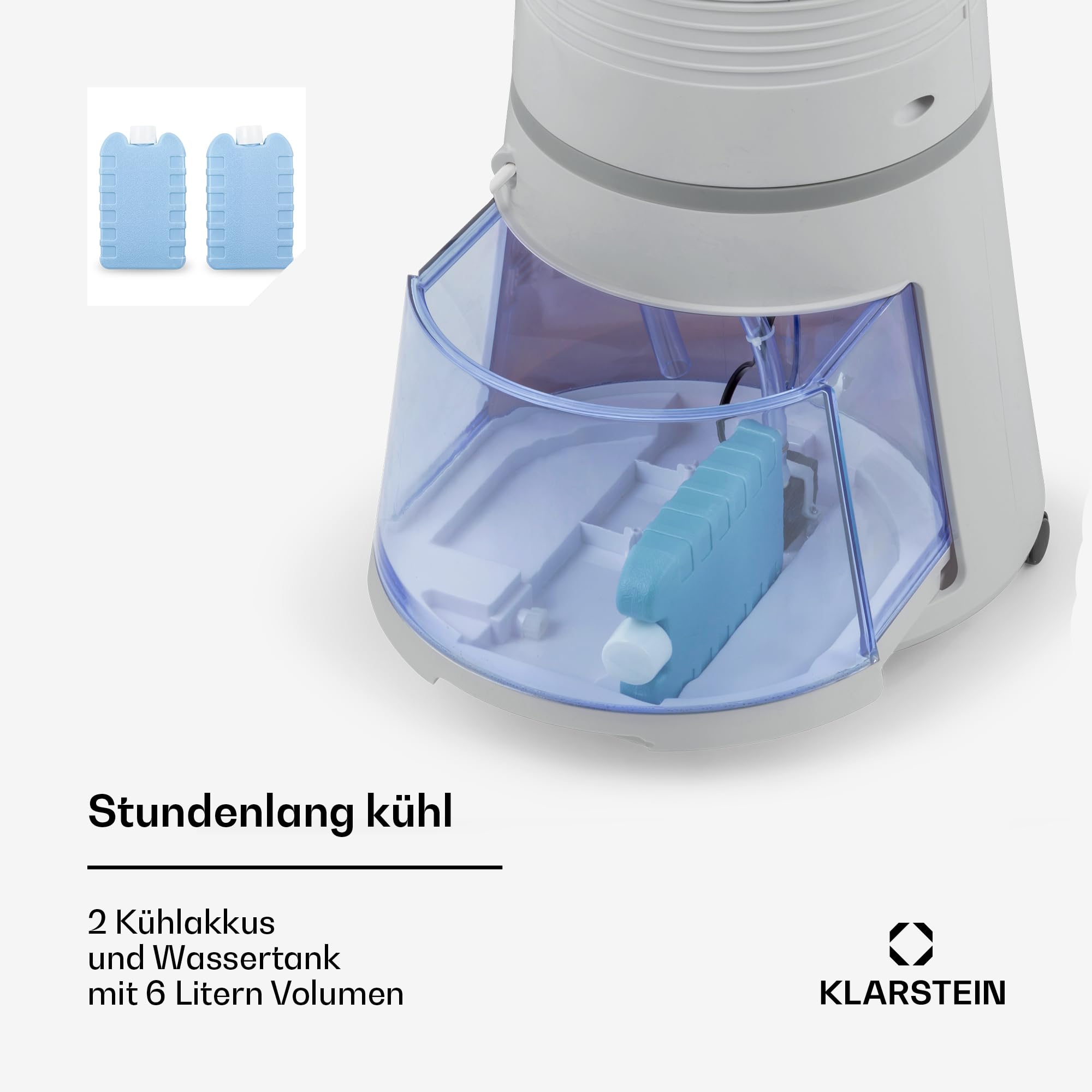 Klarstein Luftkühler mit Wasserkühlung, 5-in-1 Verdunstungskühler, Luftbefeuchter, Ventilator, Luftreiniger & Nachtmodus, Mobile Klimageräte Luftkühler 6L, 45 Watt Air Cooler, 180 m³/h Luftstrom