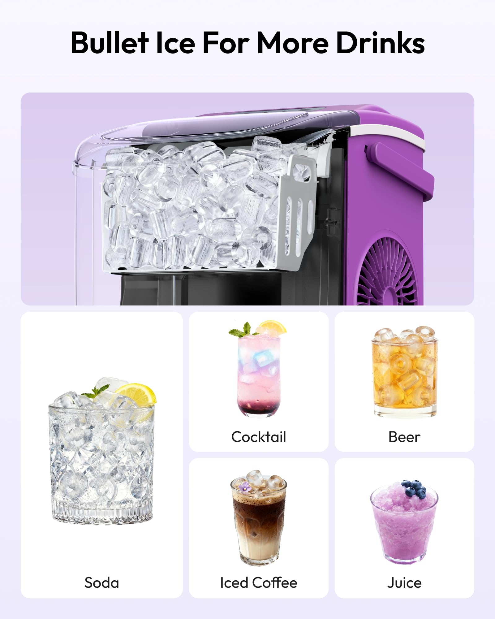 EUHOMY Countertop Ice Maker Machine with Handle, 26lbs in 24Hrs, 9 Ice Cubes Ready in 6 Mins, Auto-Cleaning Portable Ice Maker with Basket and Scoop, for Home/Kitchen/Camping/RV. (Black)