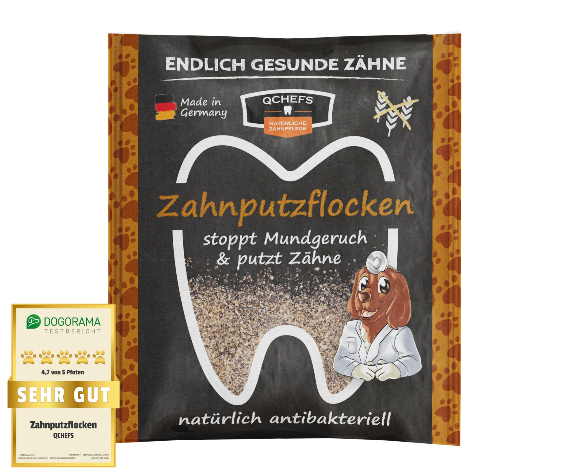 QCHEFS 2er Pack Großpackung Papie Zahnputzflocken für große Hunde - Zahnpflege Hund, ohne Dentalspray für Hunde, Zahnsteinentferner & Mundgeruch Kontrolle, Ideal für Hunde von der Schleckmatte