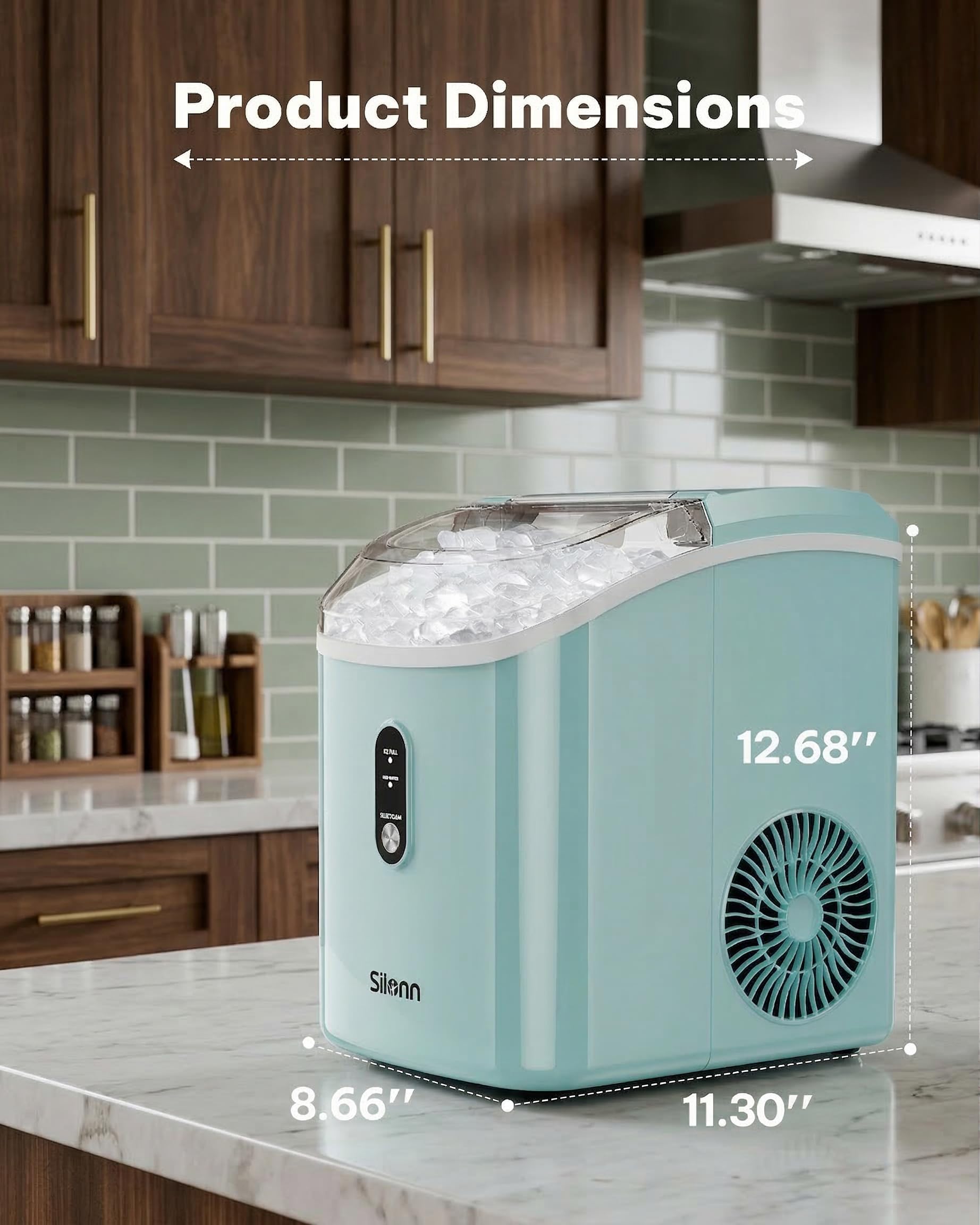Nugget Ice Maker Countertop, Silonn Chewable Pellet Ice Machine with Self-Cleanin Function, 36lbs/24H Portable Ice Makers for Home Kitchen Officce, Black