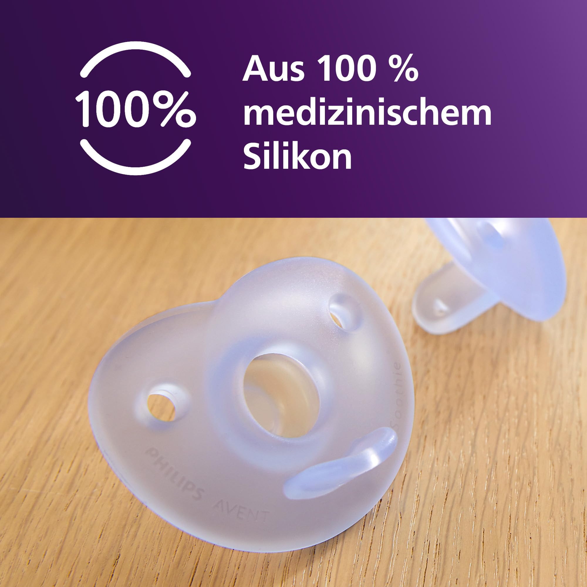 Philips Avent Soothie-Schnuller – einteiliges Silikondesign, für Neugeborene, flexibler Sauger, der den Druck auf Zähnen und Mund reduziert, BPA-frei, mit Sterilisationsbehälter, 2er-Pack, SCF099/27