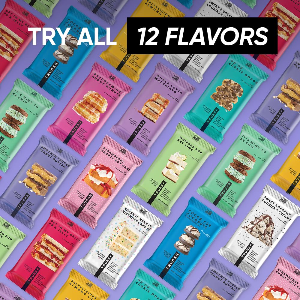 TRUBAR Vegan Protein Bars - Soy Free, Dairy Free, Gluten Free Protein Bars - No Sugar Alcohols - Non-GMO - 12g of Protein - It's Mint To Be Chip - 12 Count
