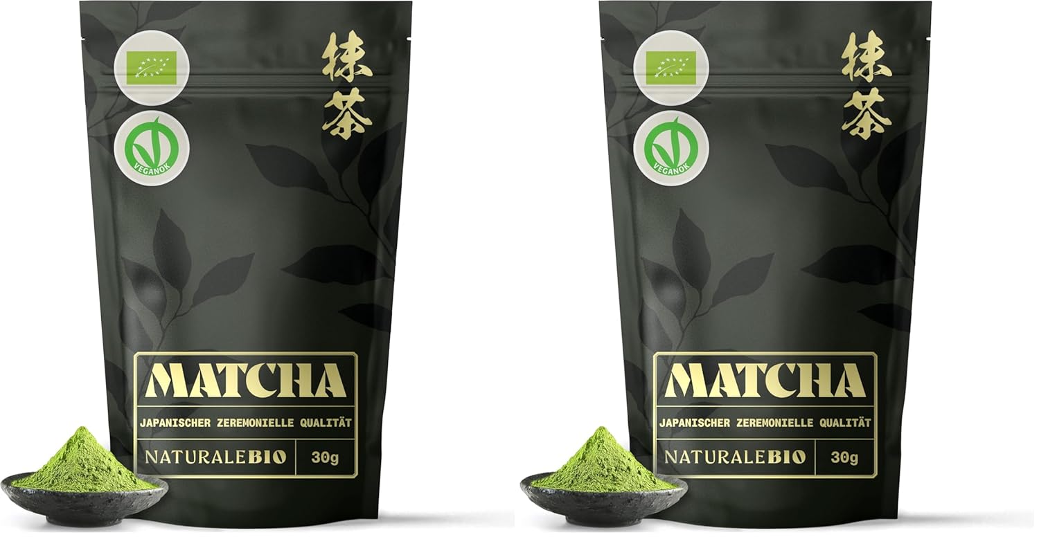 NaturaleBio Matcha Tee Pulver Bio - Premium-Qualität - 100g. Original Green Tea aus Japan. Japanischer ideal zum Trinken. Grüntee für Latte, Smoothies Getränk. Hergestellt in Uji, Kyoto.