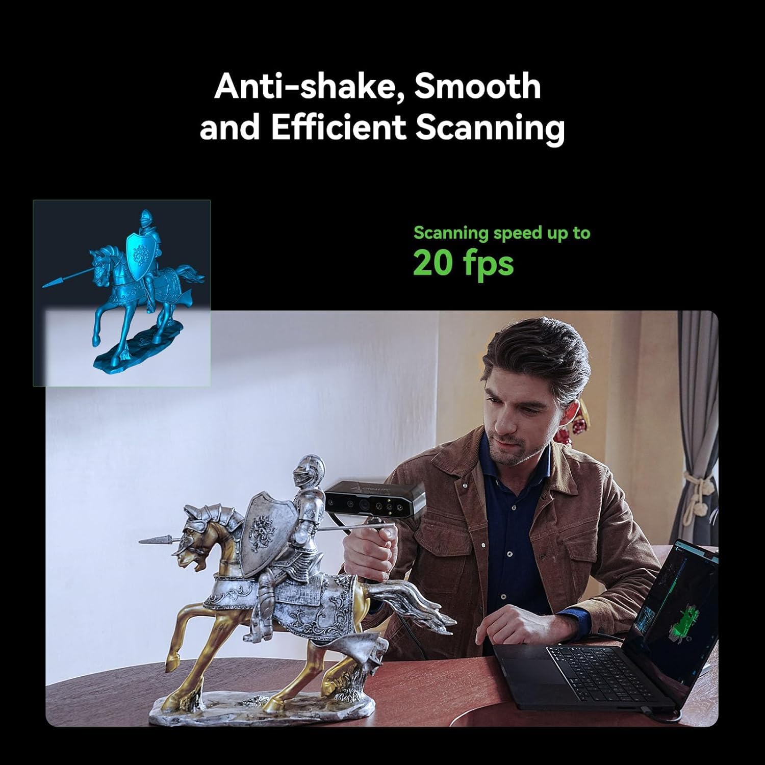 Creality 3D Scanner CR-Scan Ferret Pro for 3D Printing, Upgrade Handheld Scanner with Wireless Scanning Anti-Shake Tracking, Fast Full-Color Scan, 0.1mm Accuracy for iOS/Android Phone PC Win 10/11