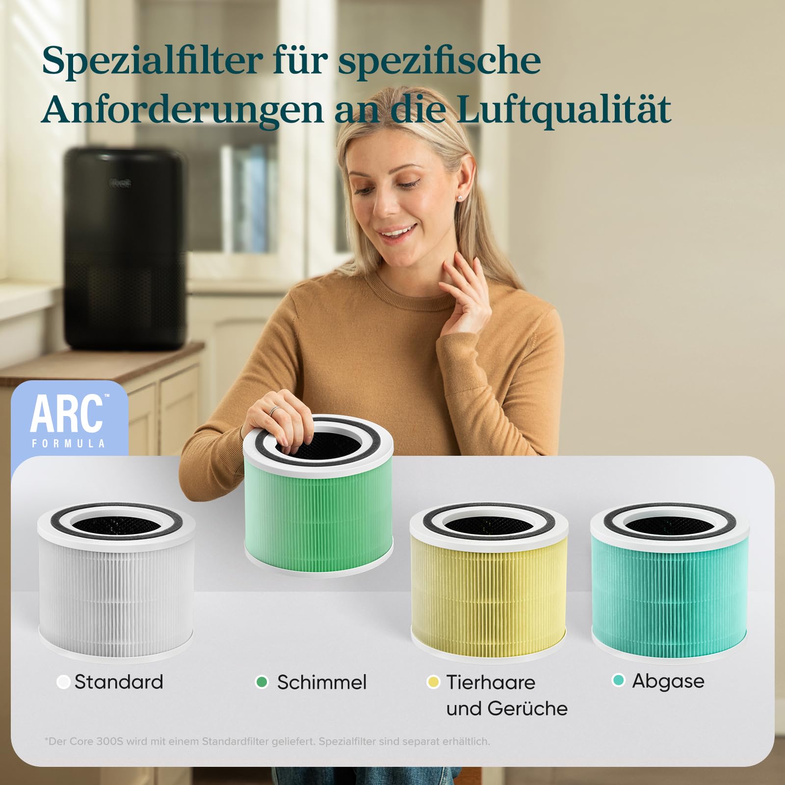 Levoit Luftreiniger mit HEPA Luftfilter gegen 99,97 Prozent Schimmel Staub Pollen Tierhaare, Luftqualitäts-Feedback und Auto-Modus, CADR 240m³/h für Raucherzimmer, bis zu 50m², Weiß