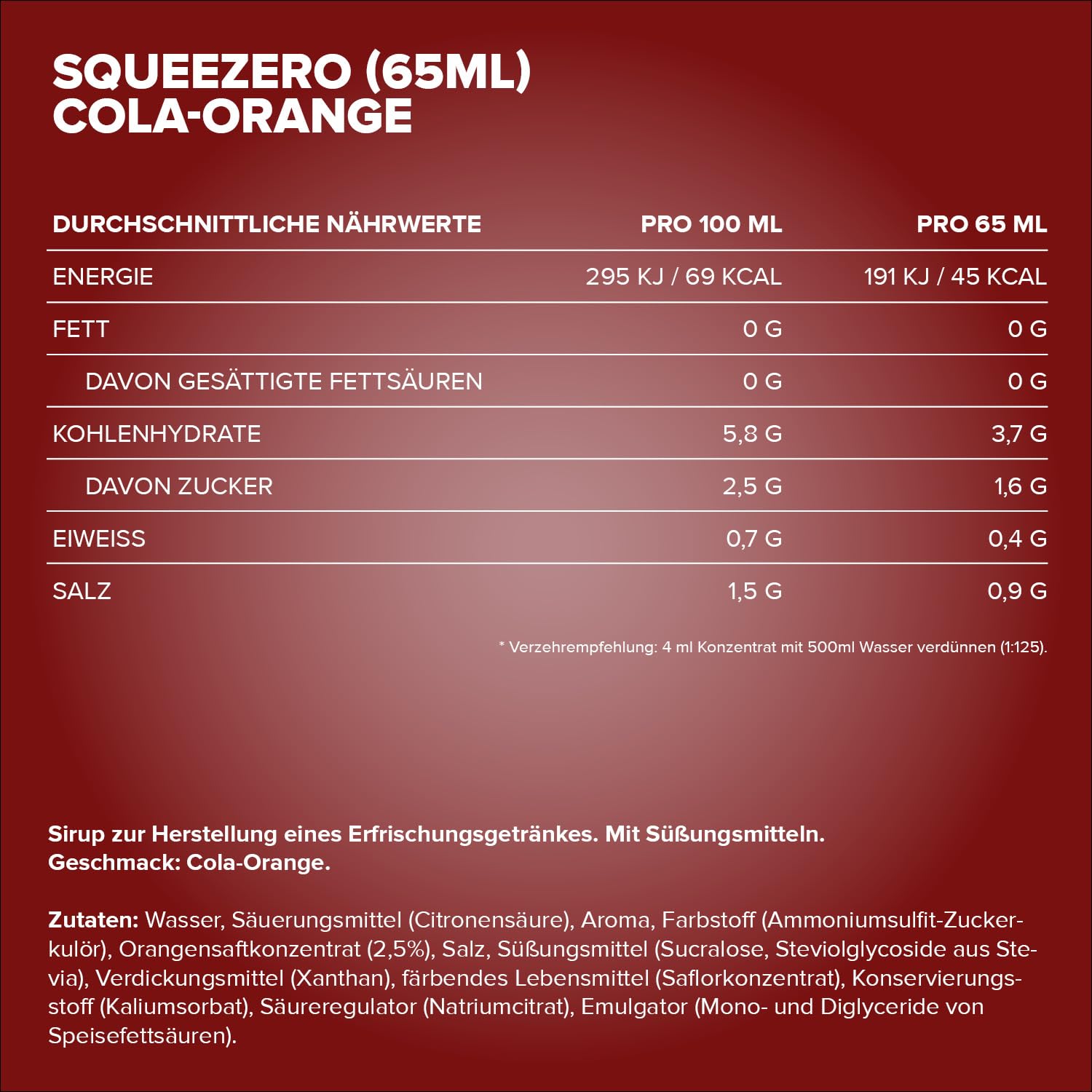 IronMaxx SqueeZero - Raspberry 65ml | Sirup, Erfrischendes Geschmackserlebnis für 8 Liter, Zuckerfrei und Kalorienfrei in 100ml verzehrfertigem Getränk