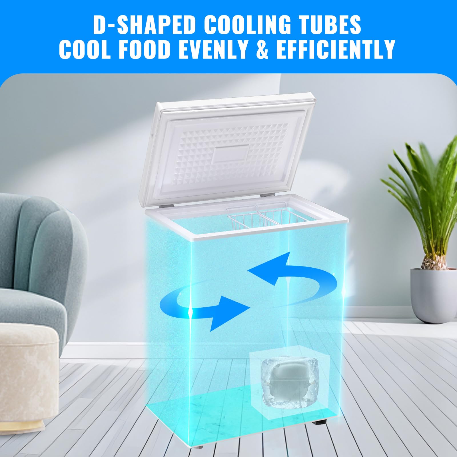 Mini Chest Freezer Compact Deep Freezing Machine with Electronic Temperature Control (Accurate to 1 ℉) Freestanding Small Freezer with 2 Removable Storage Baskets Black