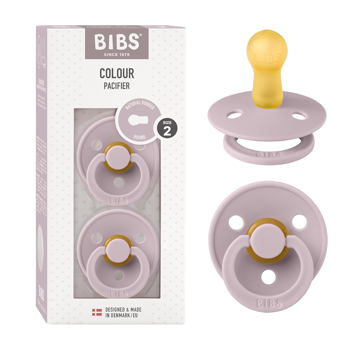 BIBS Colour Schnuller 2er-Pack, BPA-frei, Kirschform Nippel. Naturkautschuk/Latex, Hergestellt in Dänemark. Größe 1 | 0+ Monate | 2-Pack, Ivory/Sage