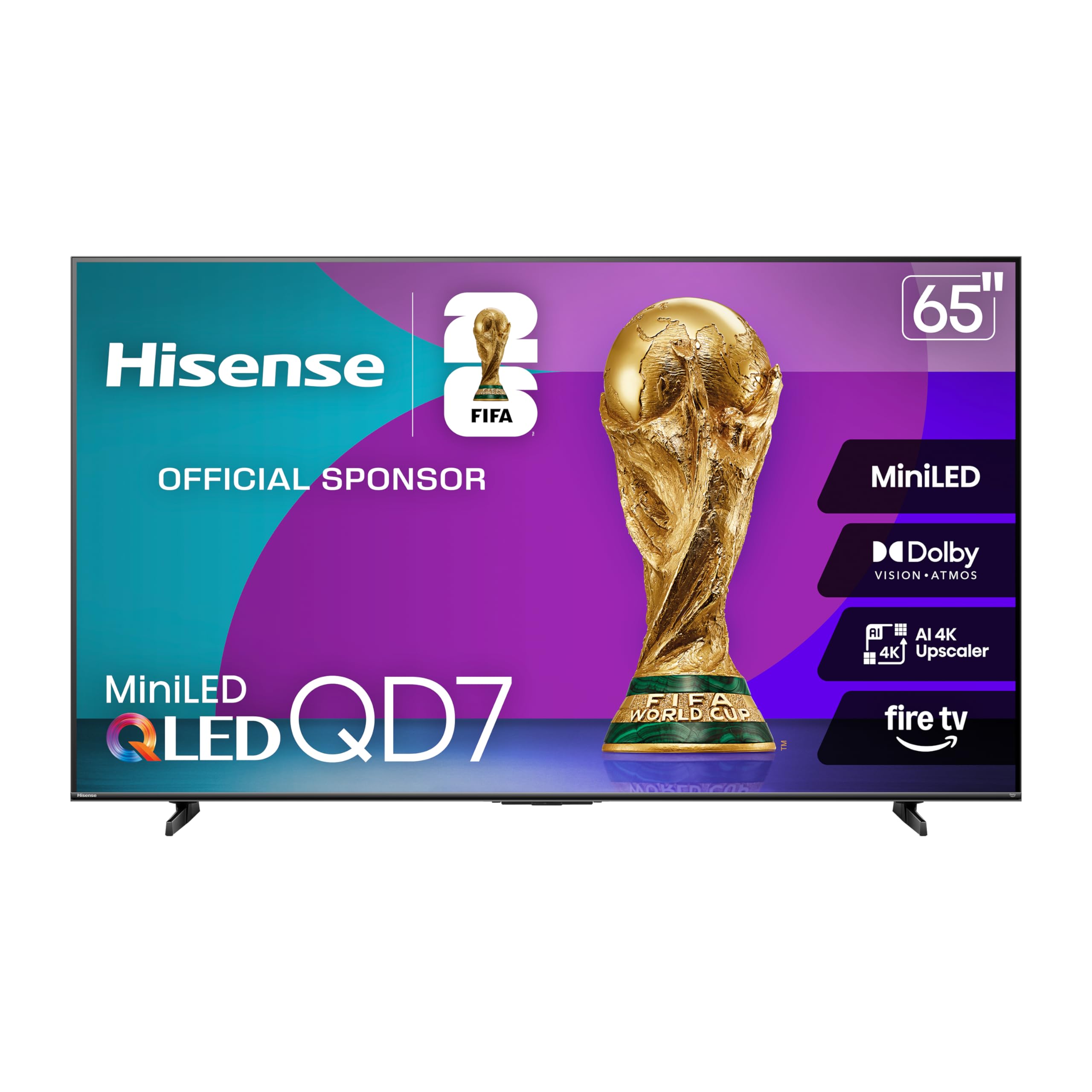 Hisense 75" QD7 Mini-LED 4K Smart Fire TV - QLED, 144Hz, HDR10+, Dolby Vision/Atmos, Game Mode Pro, Alexa Built-in (75QD7QF)