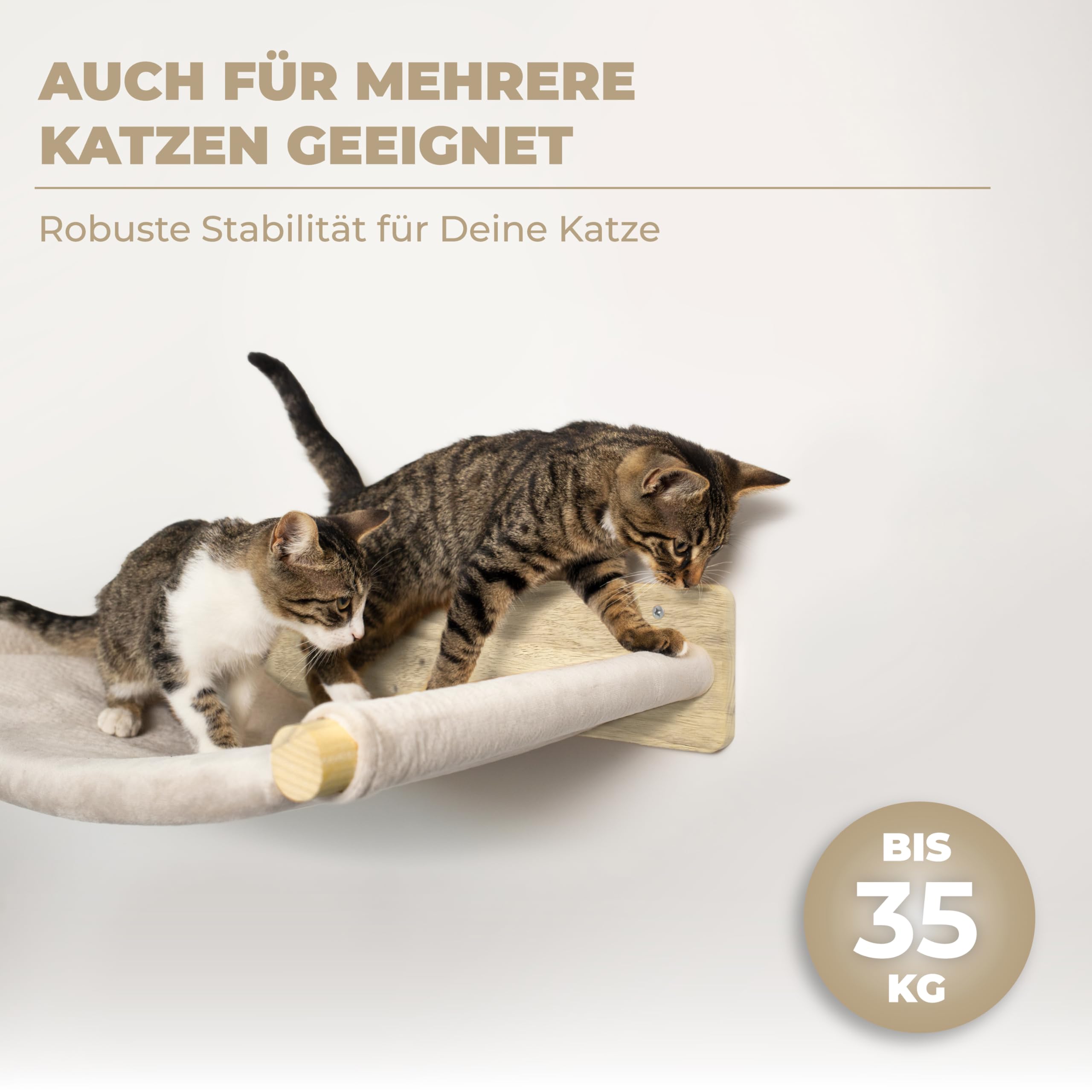 WOOWOOD® 2X Kletterwand Katzen - 3X Katzentreppe Wand- Kratzbaum Wand - Hängematte Katze - Wandkratzbaum - Katzenmöbel - Katzenwand - Katzen Kletterwand Set - Naturhell