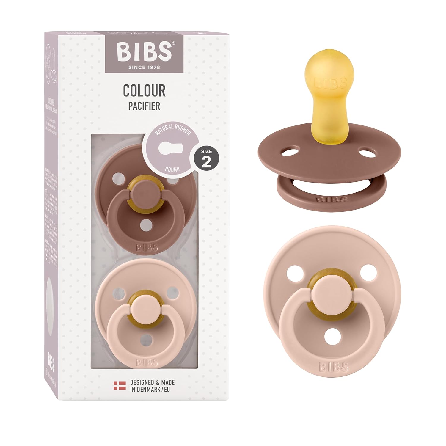 BIBS Colour Schnuller 2er-Pack, BPA-frei, Kirschform Nippel. Naturkautschuk/Latex, Hergestellt in Dänemark. Größe 1 | 0+ Monate | 2-Pack, Ivory/Sage