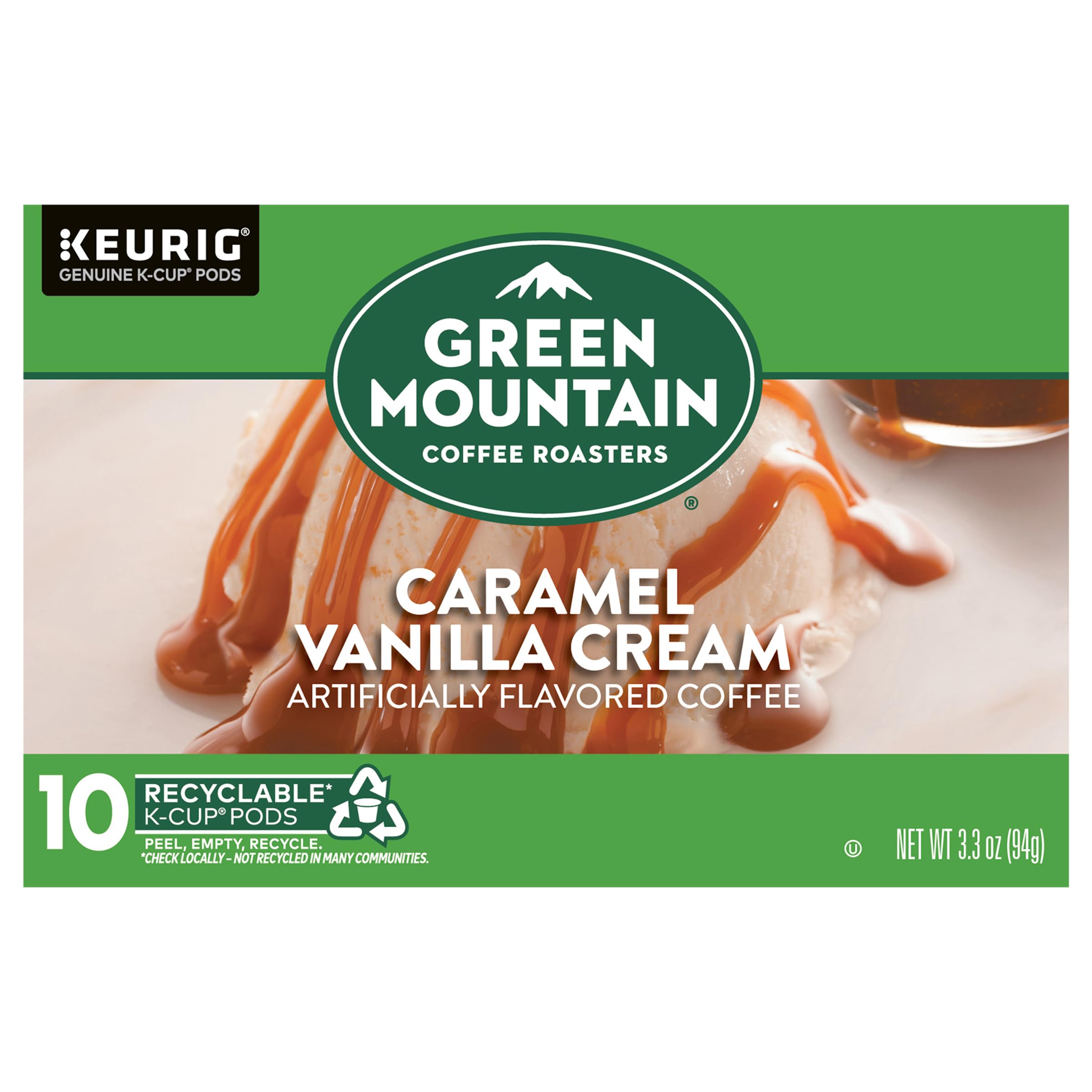 Green Mountain Coffee Roasters Caramel Vanilla Cream Keurig Single-Serve K-Cup pods, Light Roast Coffee, 72 Count
