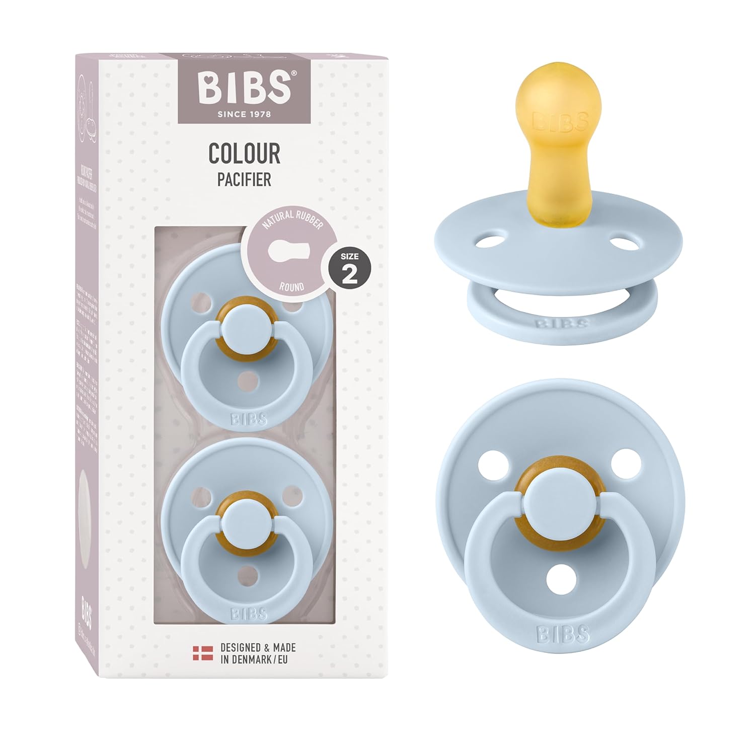 BIBS Colour Schnuller 2er-Pack, BPA-frei, Kirschform Nippel. Naturkautschuk/Latex, Hergestellt in Dänemark. Größe 1 | 0+ Monate | 2-Pack, Ivory/Sage