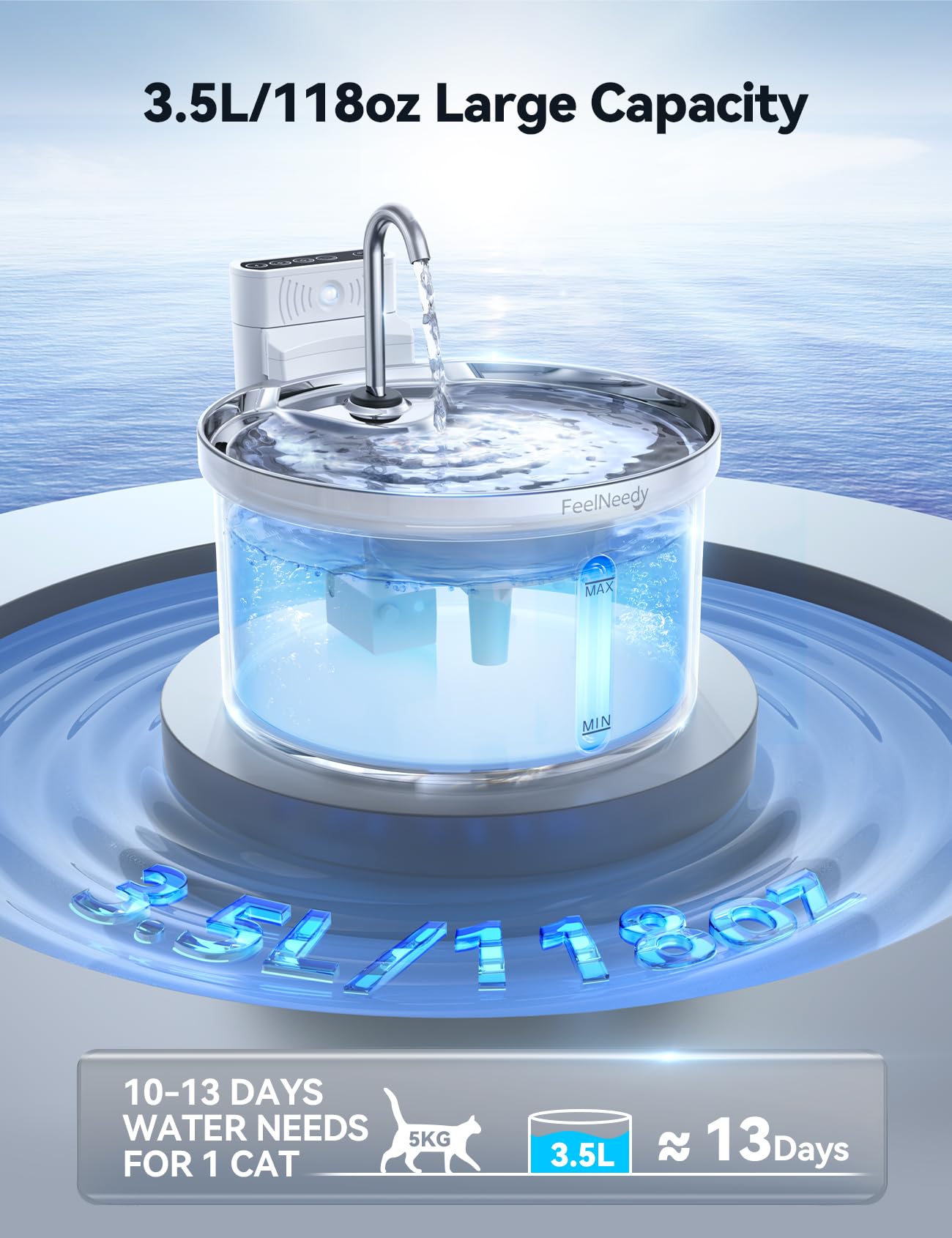 FEELNEEDY 6pcs Ersatzfilter+6pcs Wasserpumpenschwamm für Katzenbrunnen, gesunde und hygienische Filter für Haustier Wasserspender FN-W08/W08L (Ersatzfilter-Aktivkohle)